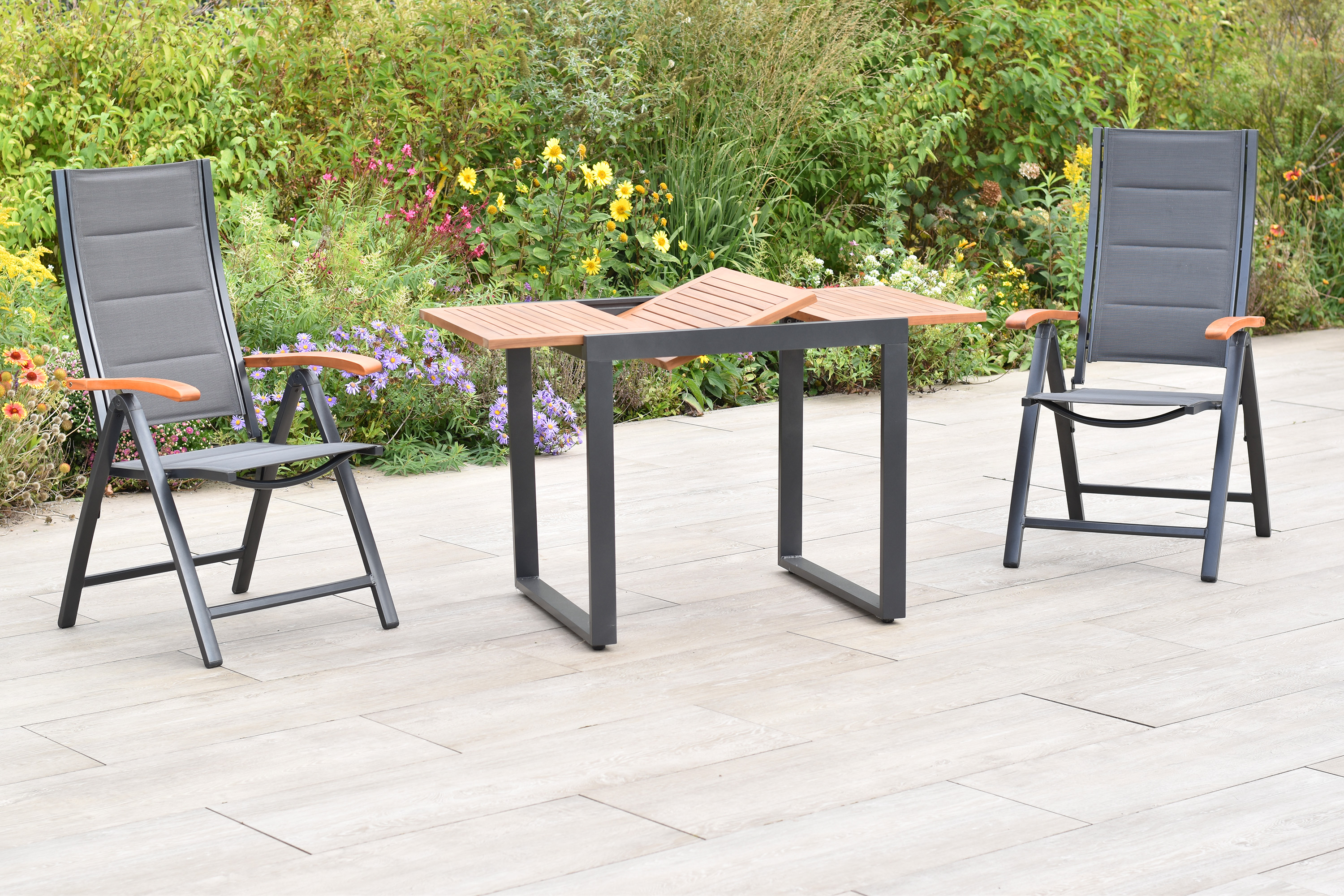 Paxos Set, 3tlg., Balkonausziehtisch 70 x 80/120 cm Paxos Set, 3tlg., Balkonausziehtisch 70 x 80/120 cm