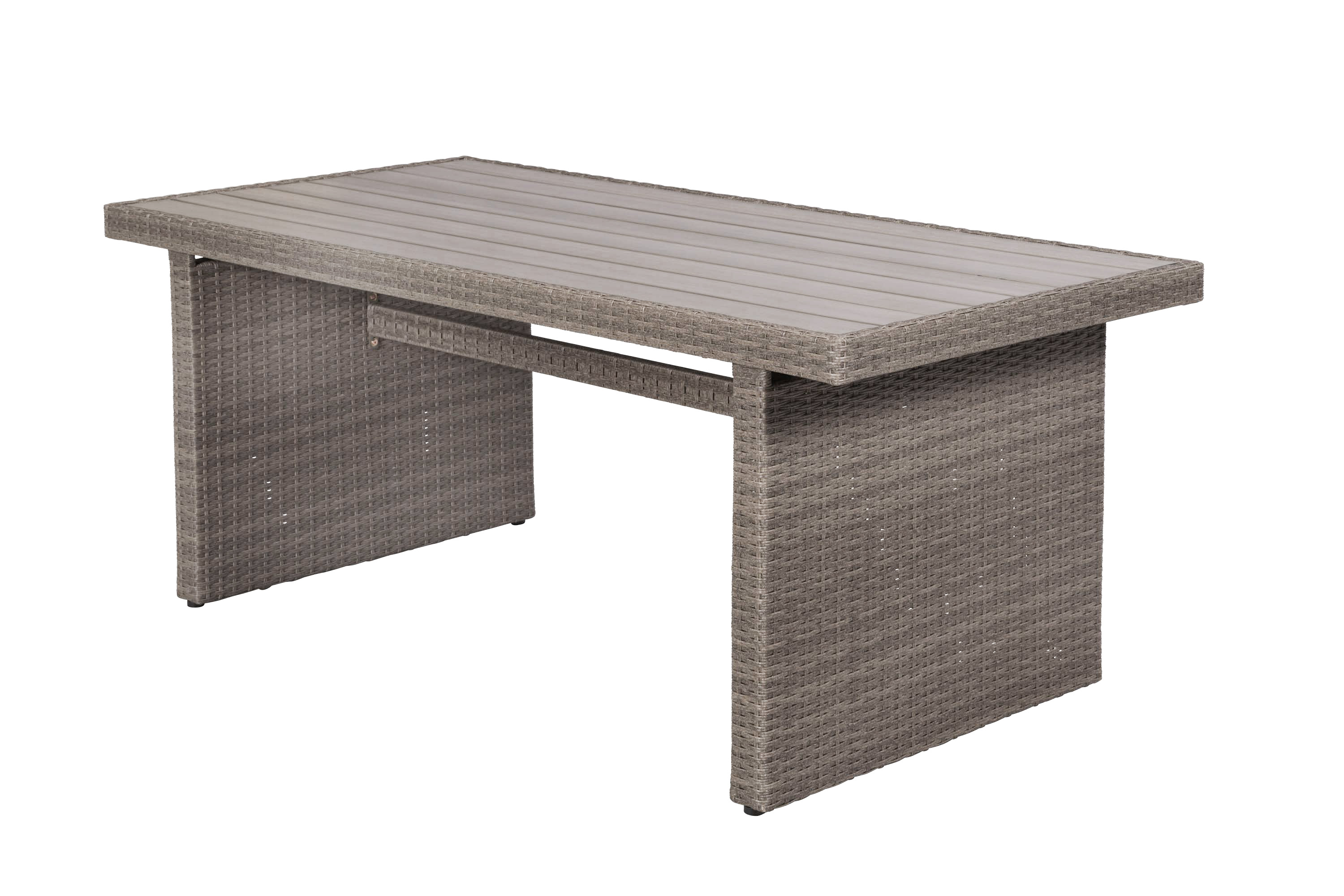 Toskana Tisch 185 x 90 cm, Tischplatte Kunststoff in realistischer Holzoptik, grau