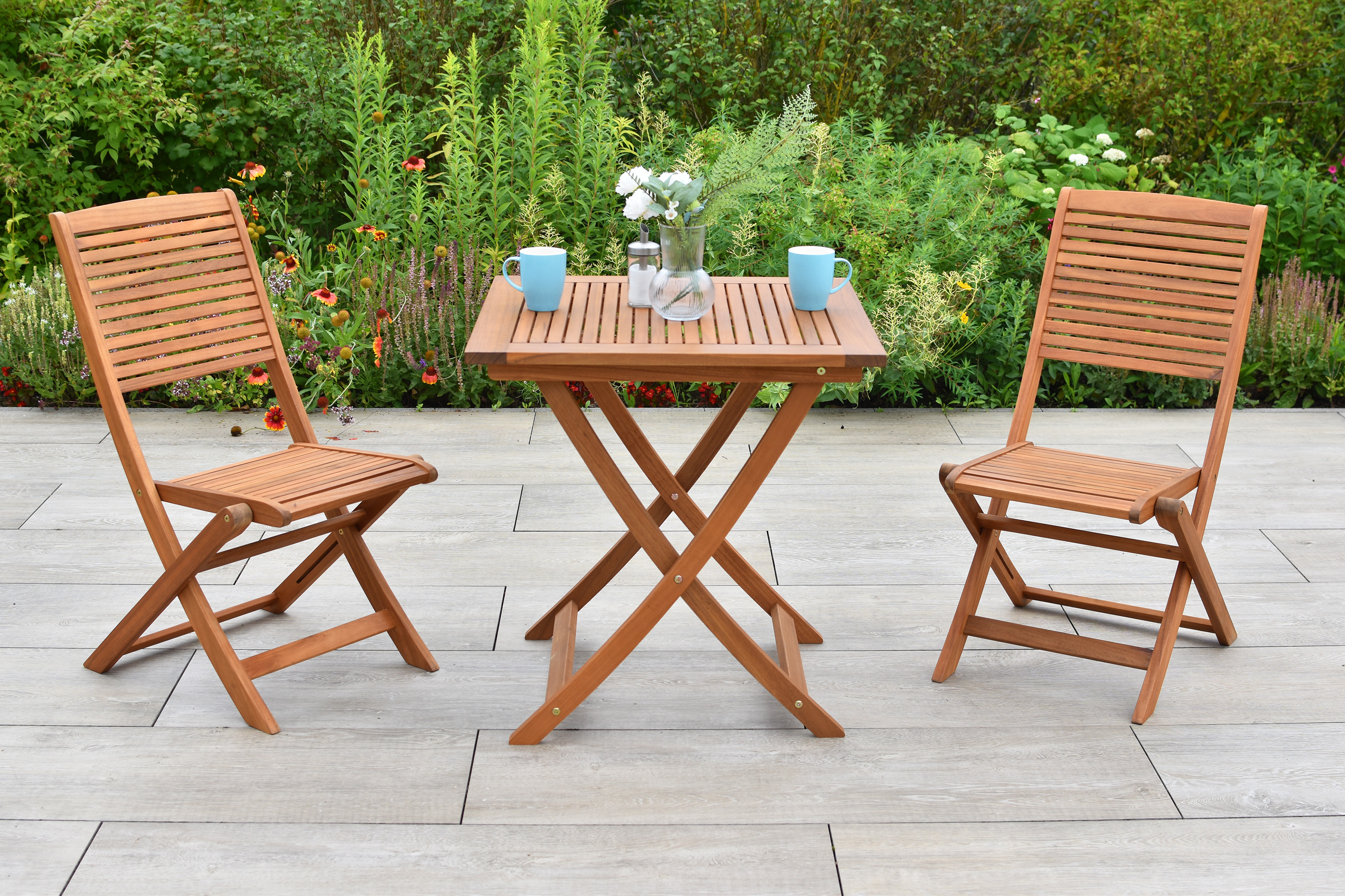 Bali Set 3tlg., 2 Klappstühle, 1 Klapptisch 70 x 70 cm