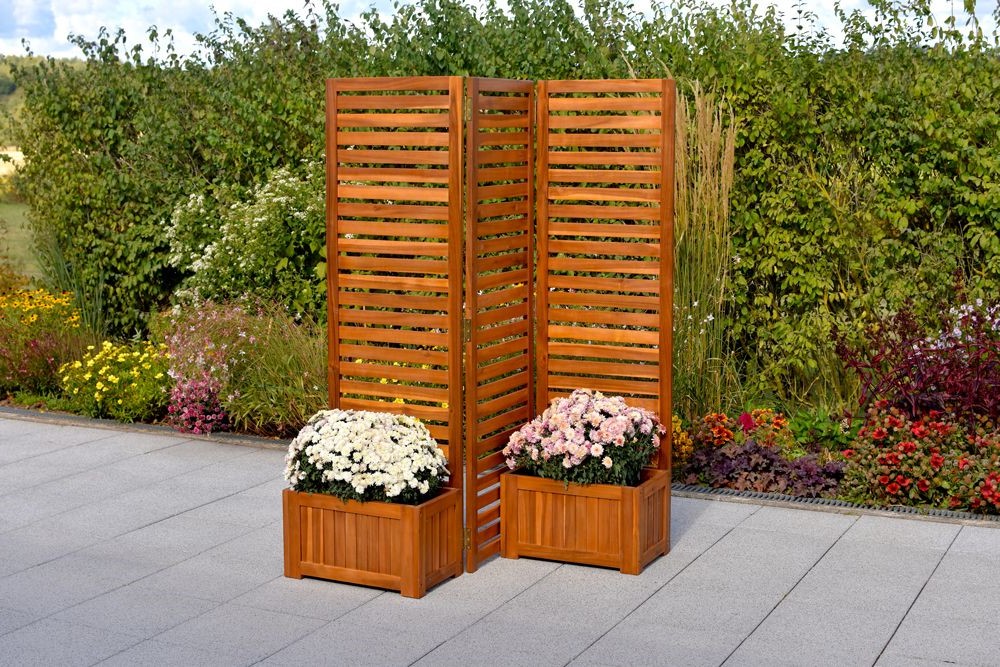 Sichtschutz, flexibel aufstellbar, mit 2 Blumenkästen