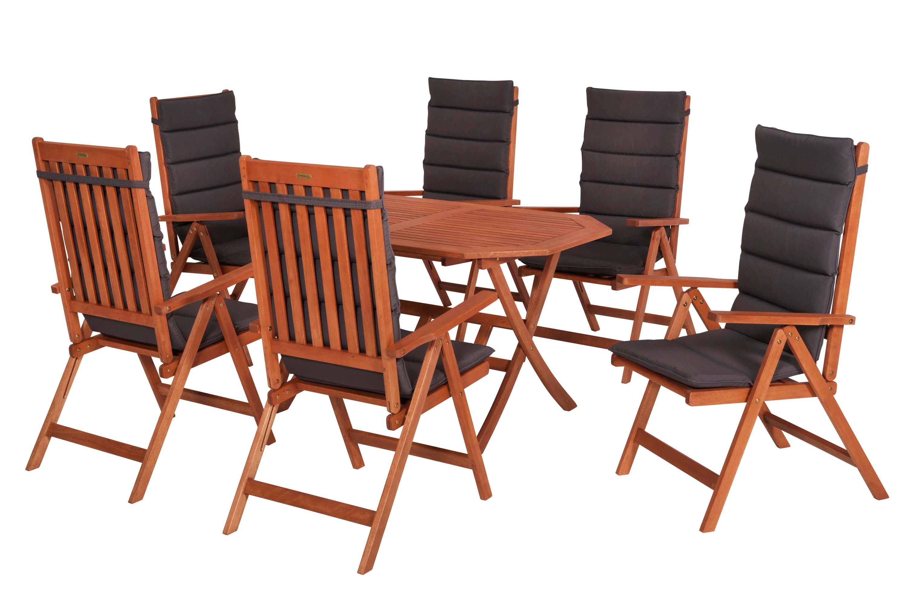 Vitoria Set 13tlg., 6 Klappsessel, Klapptisch 150 x 90 cm