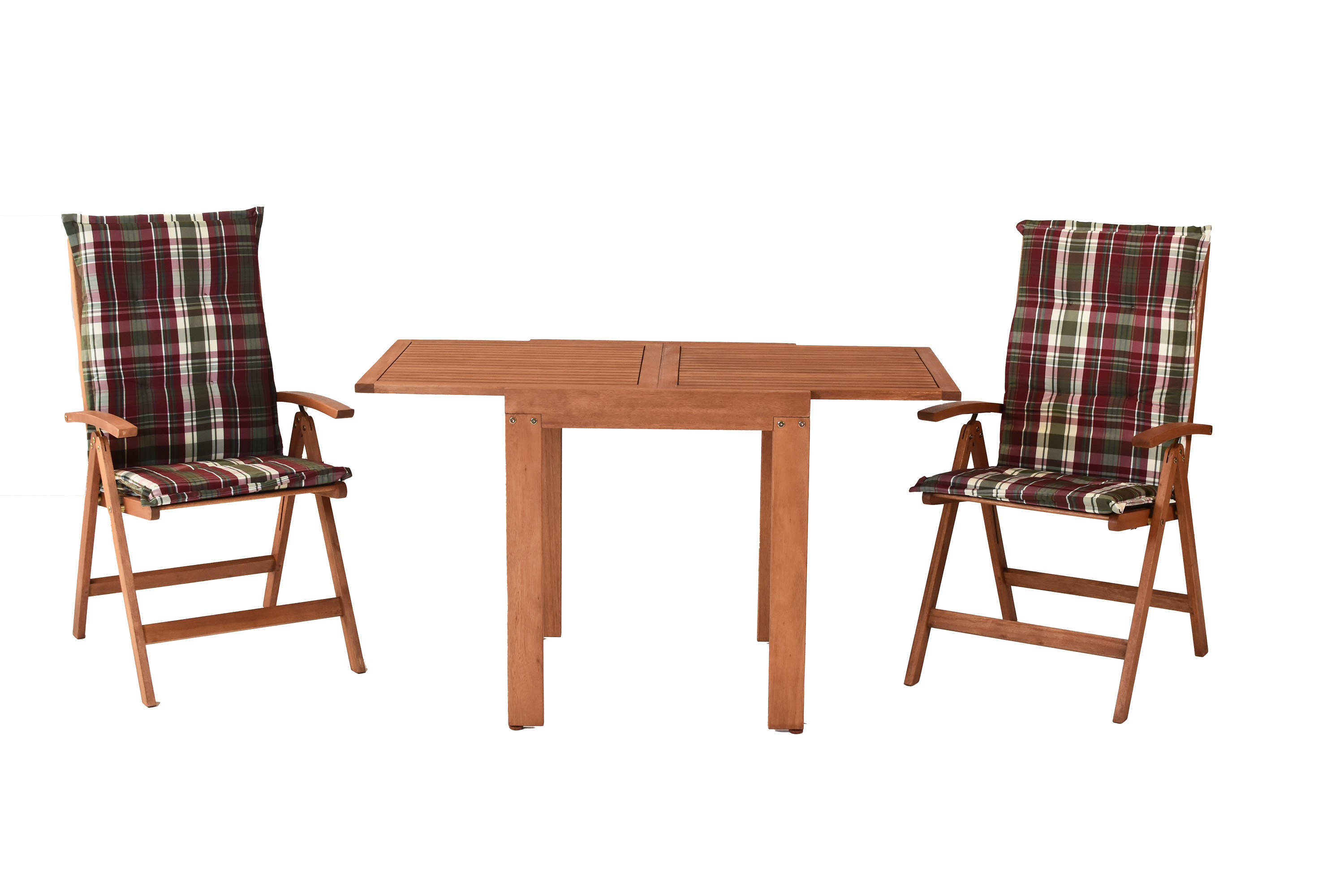 Borkum Set 5tlg., 2 Klappsessel, Balkonausziehtisch 65 (130) x 70 cm, inkl. Kissen