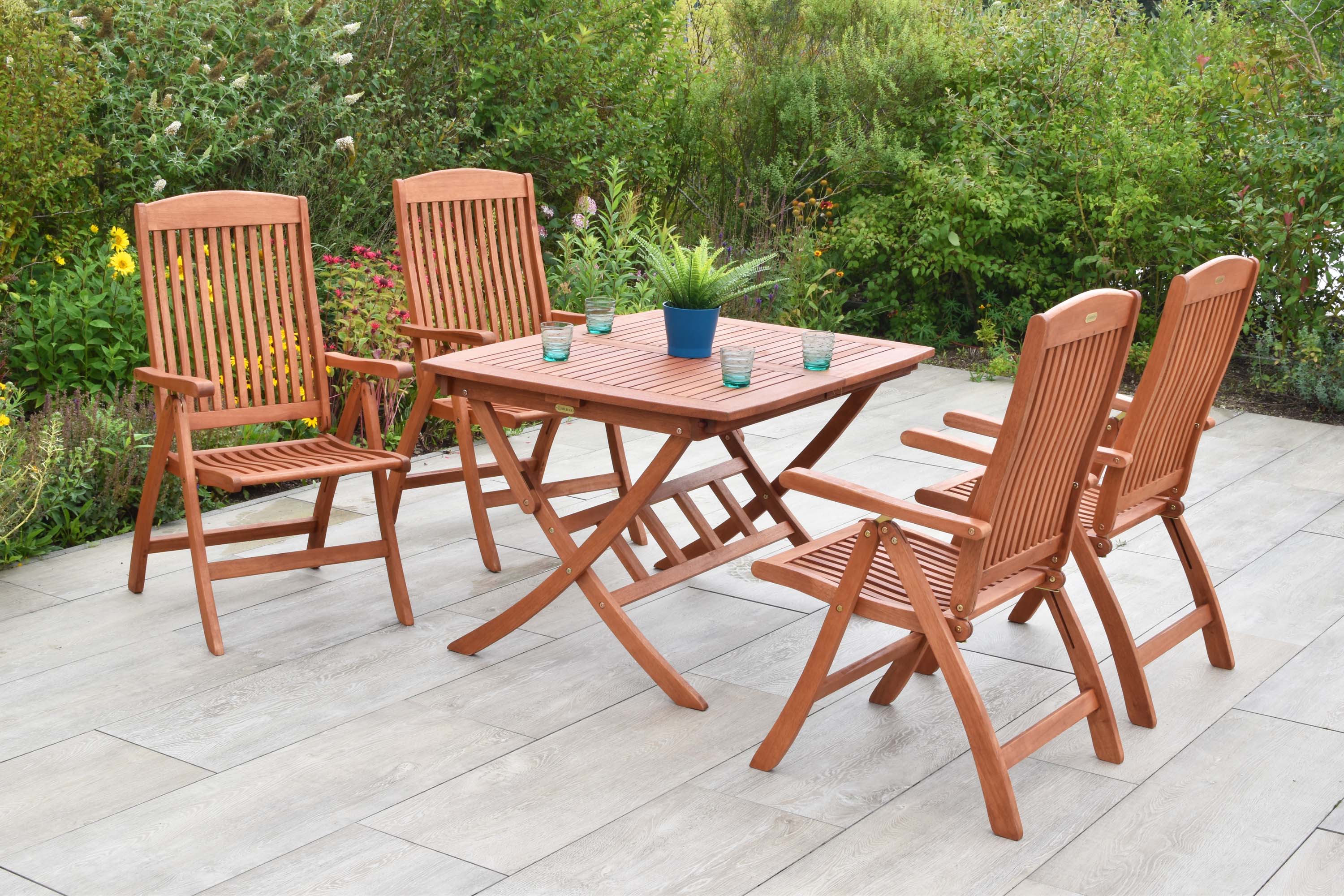 Maracaibo Set 5tlg., 4 Klappsessel, Klappausziehtisch 110 (160) x 90 cm Maracaibo Set 5tlg., 4 Klappsessel, Klappausziehtisch 110 (160) x 90 cm