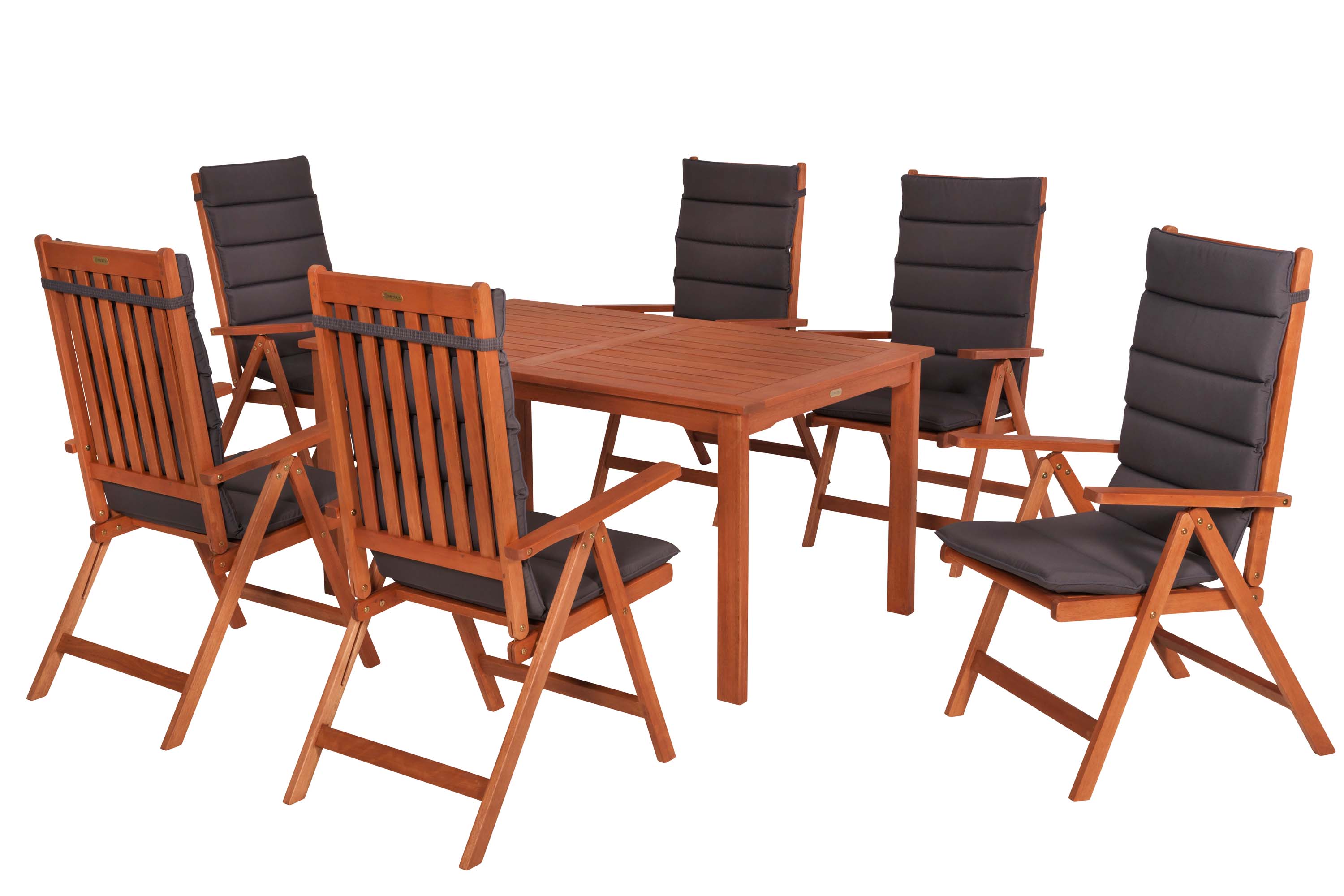 Vitoria Set 13tlg., 6 Klappsessel, Tisch 150 x 90 cm, inkl. Kissen