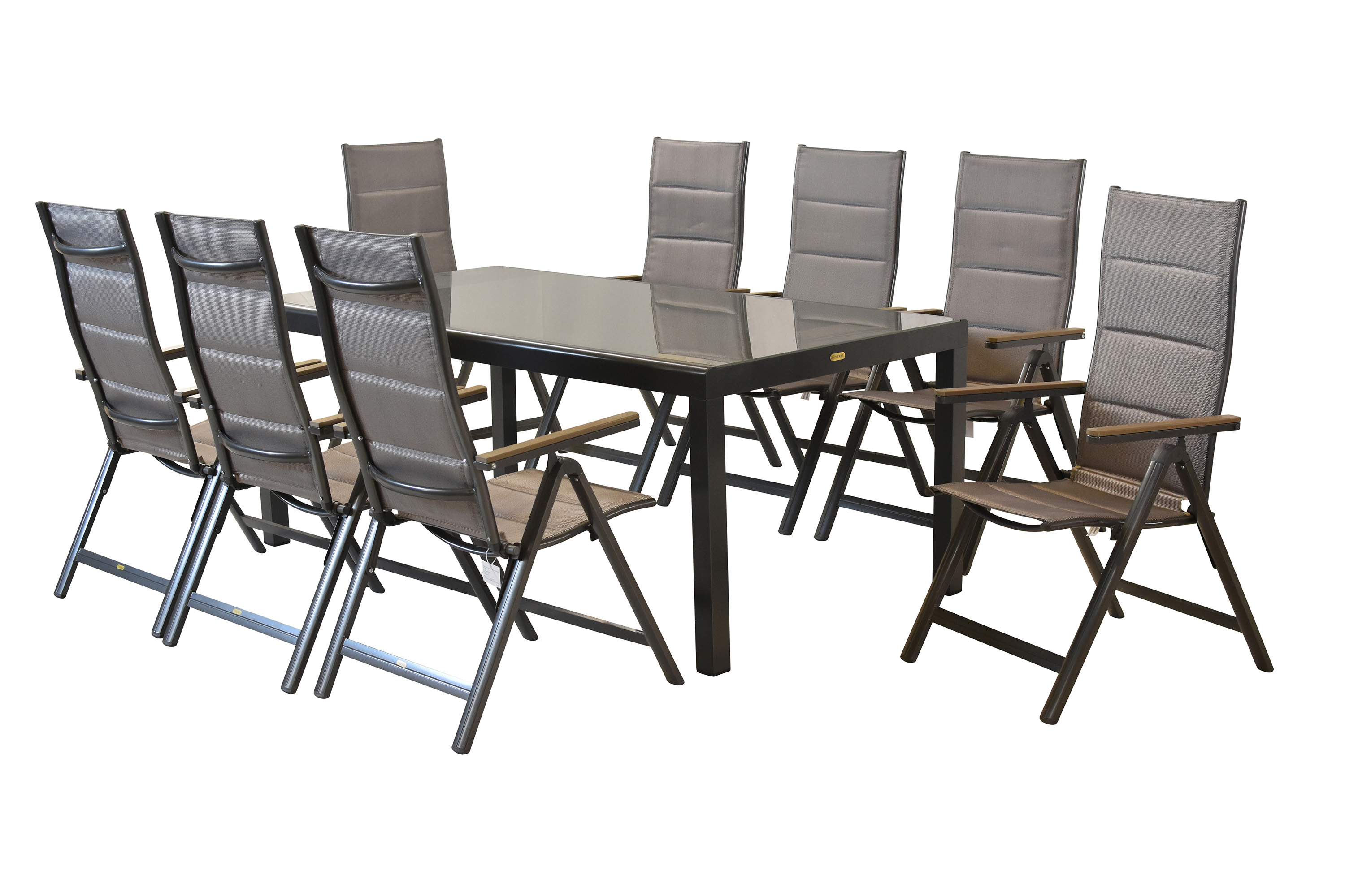 Trivero Set 9tlg., 8 Klappsessel, Tisch 190 x 100 cm Trivero Set 9tlg., 8 Klappsessel, Tisch 190 x 100 cm