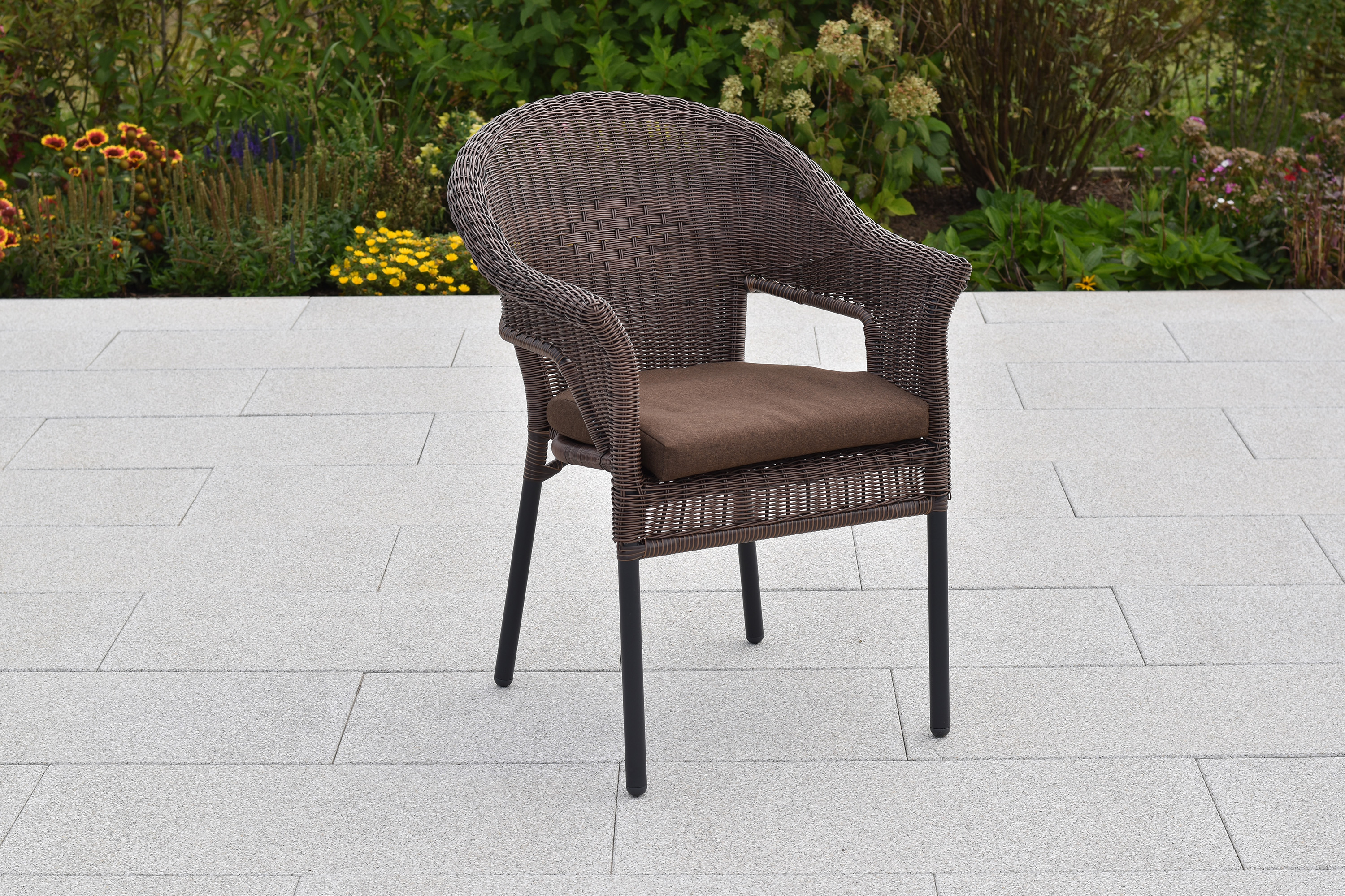 Ravenna Set, 9tlg., Tisch Ø 100 cm, inkl. Kissen, braun