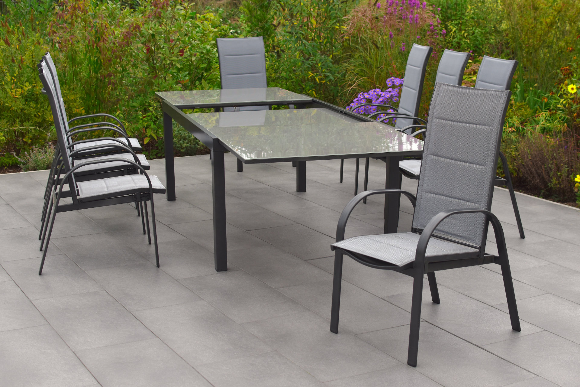 Marini Set, 9tlg., 8 Sessel, Ausziehtisch 180/250 x 100 cm