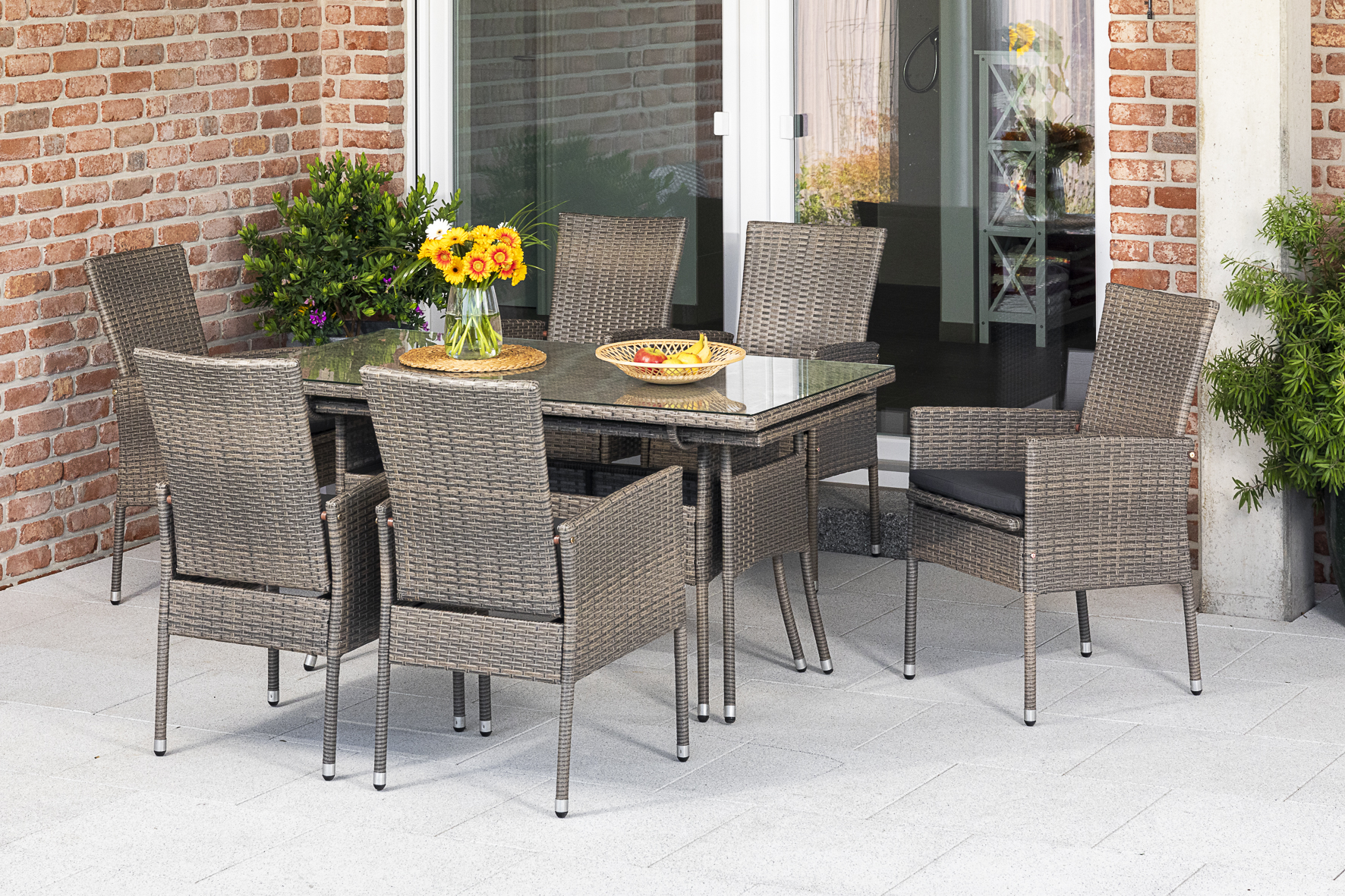 28300-275-1 Sevilla Set, 13tlg., Ausziehtisch 150/250 x 80 cm, inkl. Kissen
