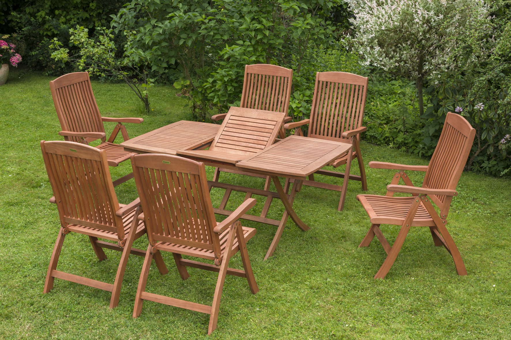 Maracaibo Set 7tlg., 6 Klappsessel, Klappausziehtisch 110 (160) x 90 cm Maracaibo Set 7tlg., 6 Klappsessel, Klappausziehtisch 110 (160) x 90 cm