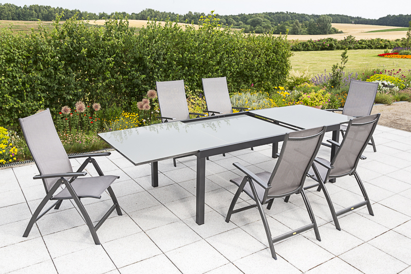 Vicenza-Set-7tlg-6x-26380-217-26473-217-NB-2 Vicenza Set, 7tlg., 6 Klappsessel, Ausziehtisch 200/300 x 110 cm