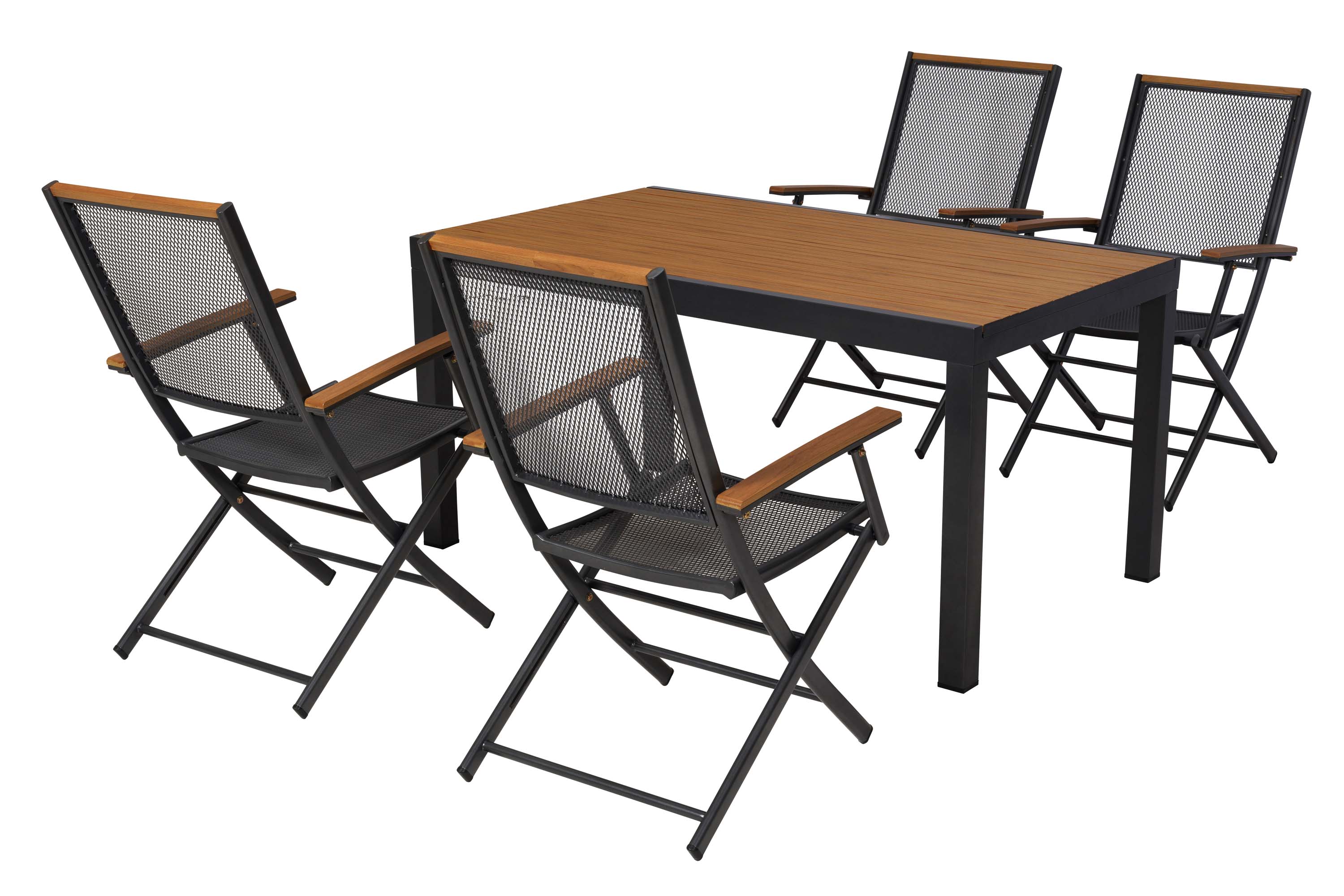Itanos Set 5tlg., 4 Klappsessel, Tisch 150 x 90 cm Itanos Set 5tlg., 4 Klappsessel, Tisch 150 x 90 cm