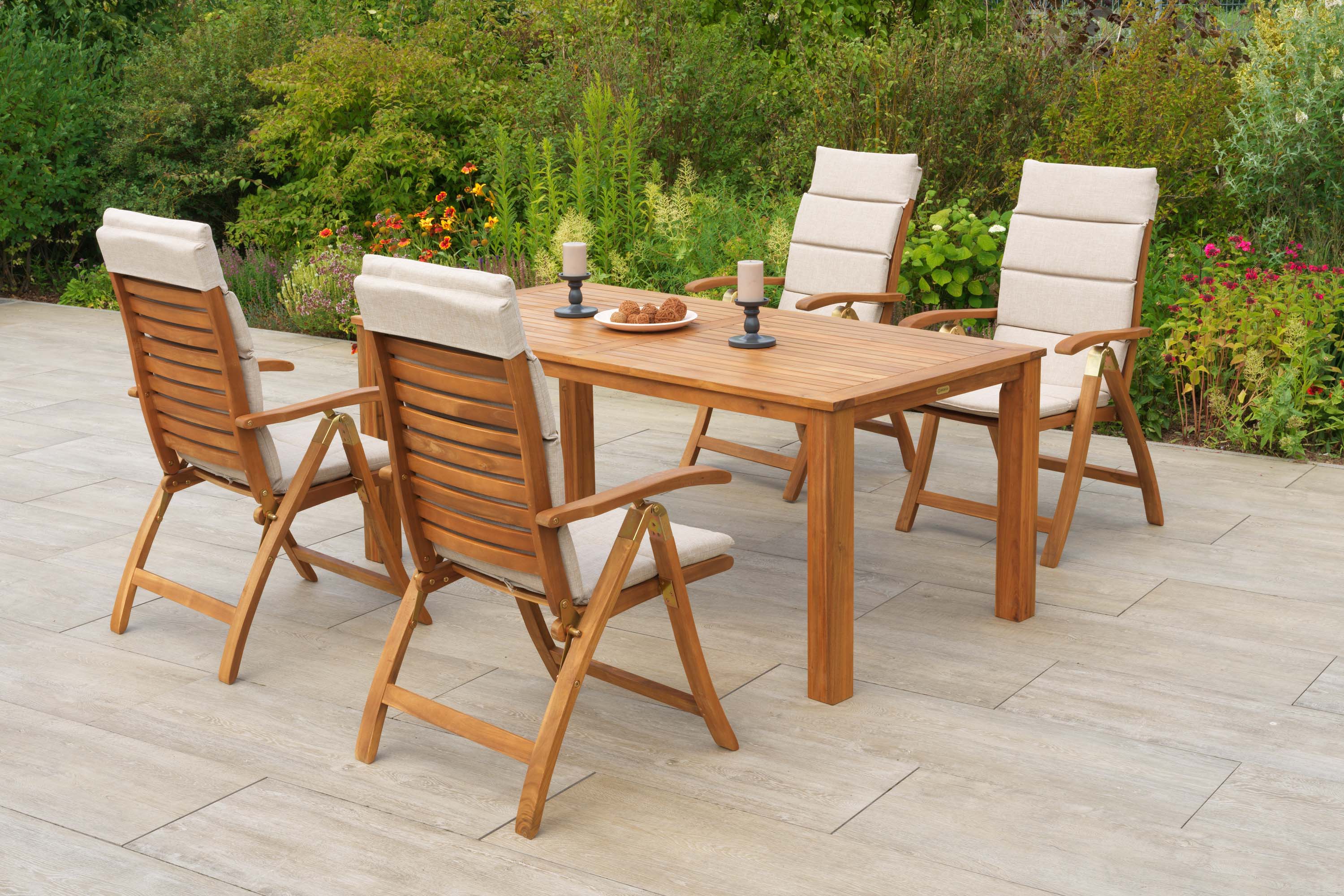 Paraiba Set 9tlg., 4 Klappsessel, Tisch 185 x 90 cm, inkl. Kissen