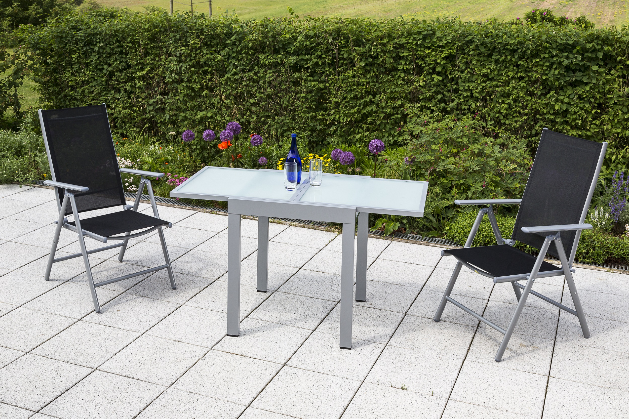 Amalfi Set 3tlg., Ausziehtisch 65/130 x 65 cm Amalfi Set 3tlg., Ausziehtisch 65/130 x 65 cm