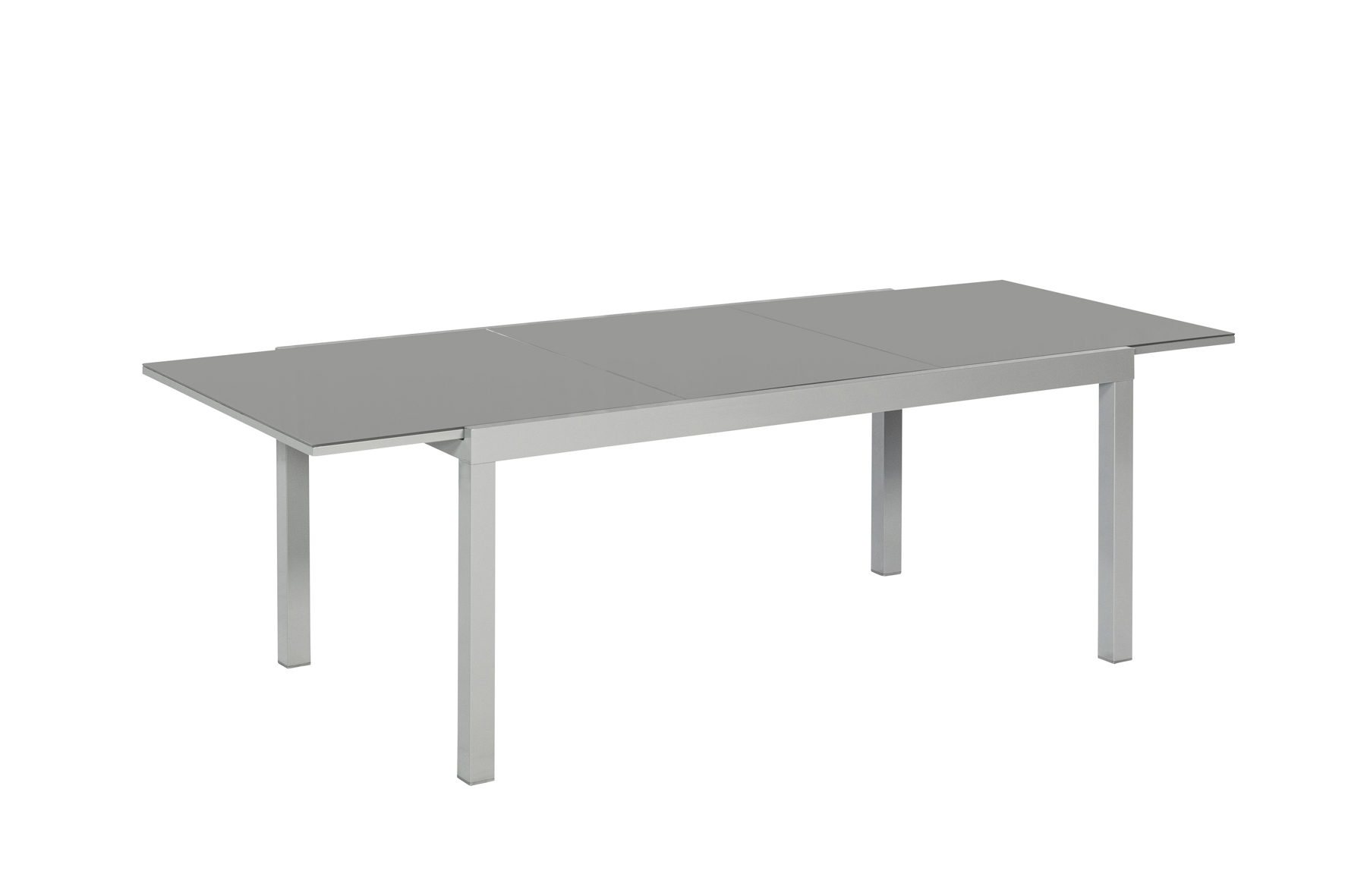 50357-309-6 Amalfi Set 5 tlg., 4 Stapelsessel, Ausziehtisch 180 (250) x 100 cm, grau