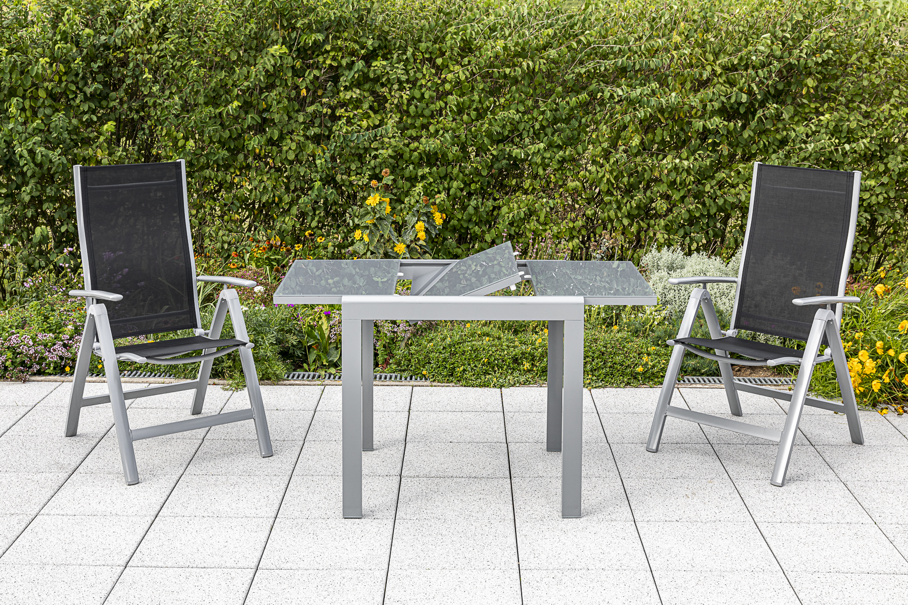 Carrara Set, 3tlg., Ausziehtisch 80/120 x 90 cm Carrara Set, 3tlg., Ausziehtisch 80/120 x 90 cm