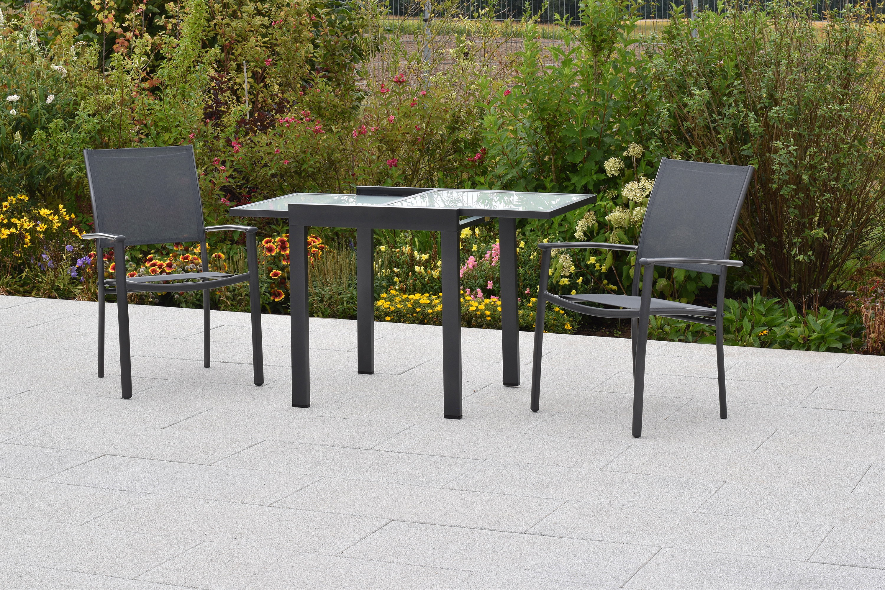 Milano Set, 3tlg., Balkonausziehtisch 65/130 x 65 cm Milano Set, 3tlg., Balkonausziehtisch 65/130 x 65 cm