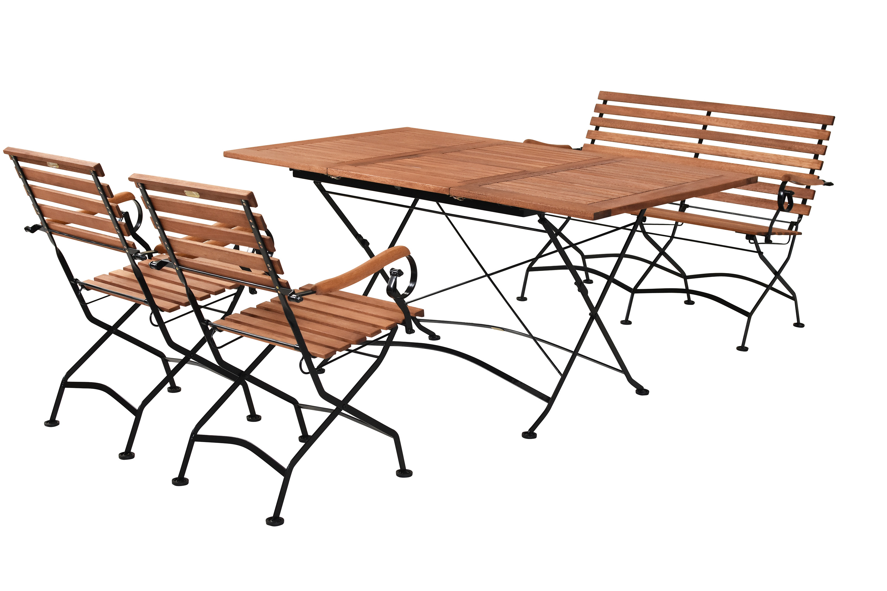 Schlossgarten Set 4tlg., 2 Klappsessel, 1 Bank 2-sitzig, Ausziehtisch 100/150 x 90 cm Schlossgarten Set 4tlg., 2 Klappsessel, 1 Bank 2-sitzig, Ausziehtisch 100/150 x 90 cm