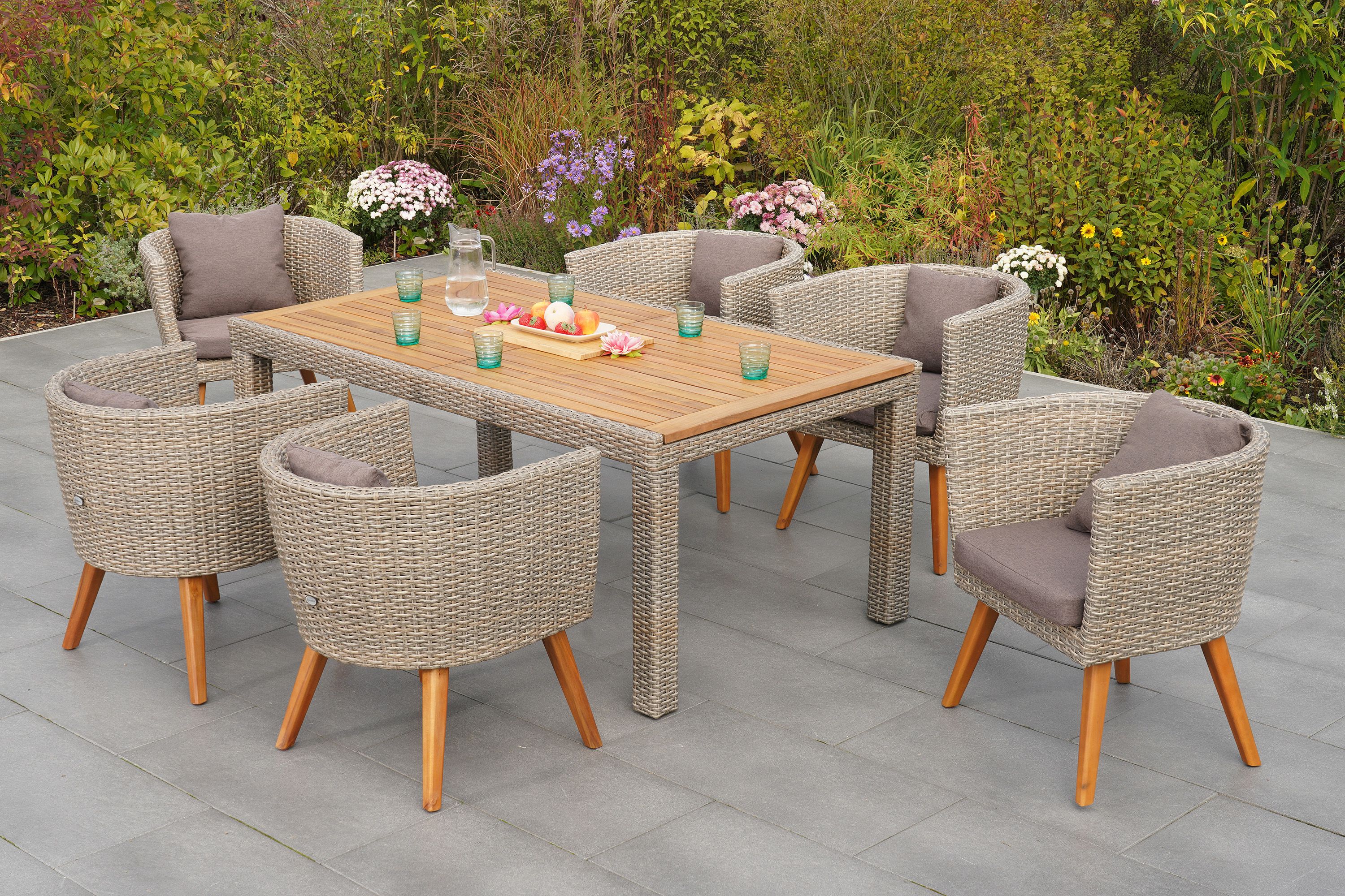 Imperia-Set-7tlg-6x-28600-255-28390-277-SS-HD-1 Imperia Set, 7tlg., Ausziehtisch 180/240 x 100 cm, inkl. Kissen