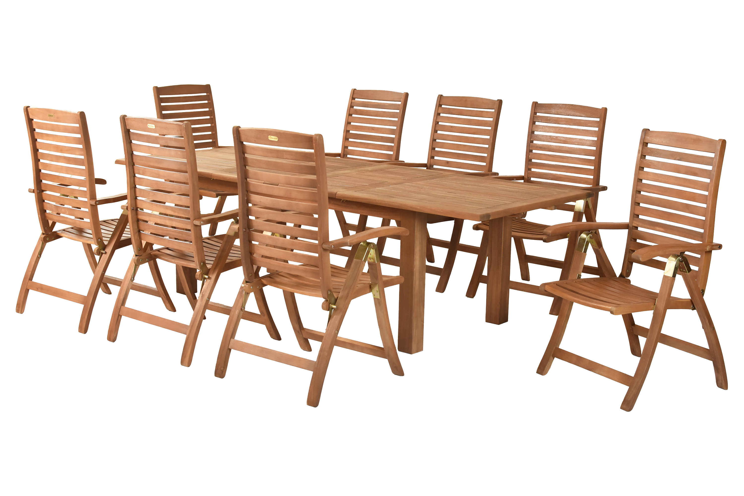 Paraiba Set 9tlg., 8 Klappsessel, Doppelausziehtisch 180 (220/260) x 100 cm