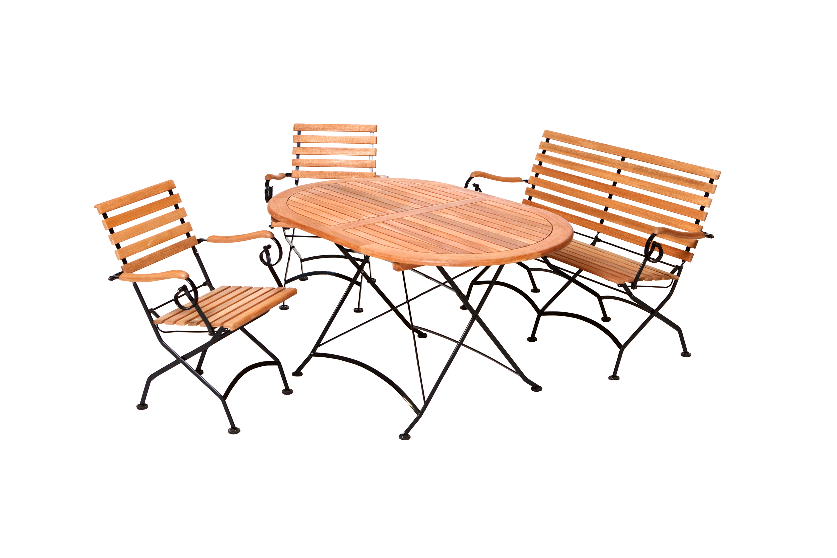 Schlossgarten Set, 4tlg., Klapptisch oval 140 x 90 cm Schlossgarten Set, 4tlg., Klapptisch oval 140 x 90 cm