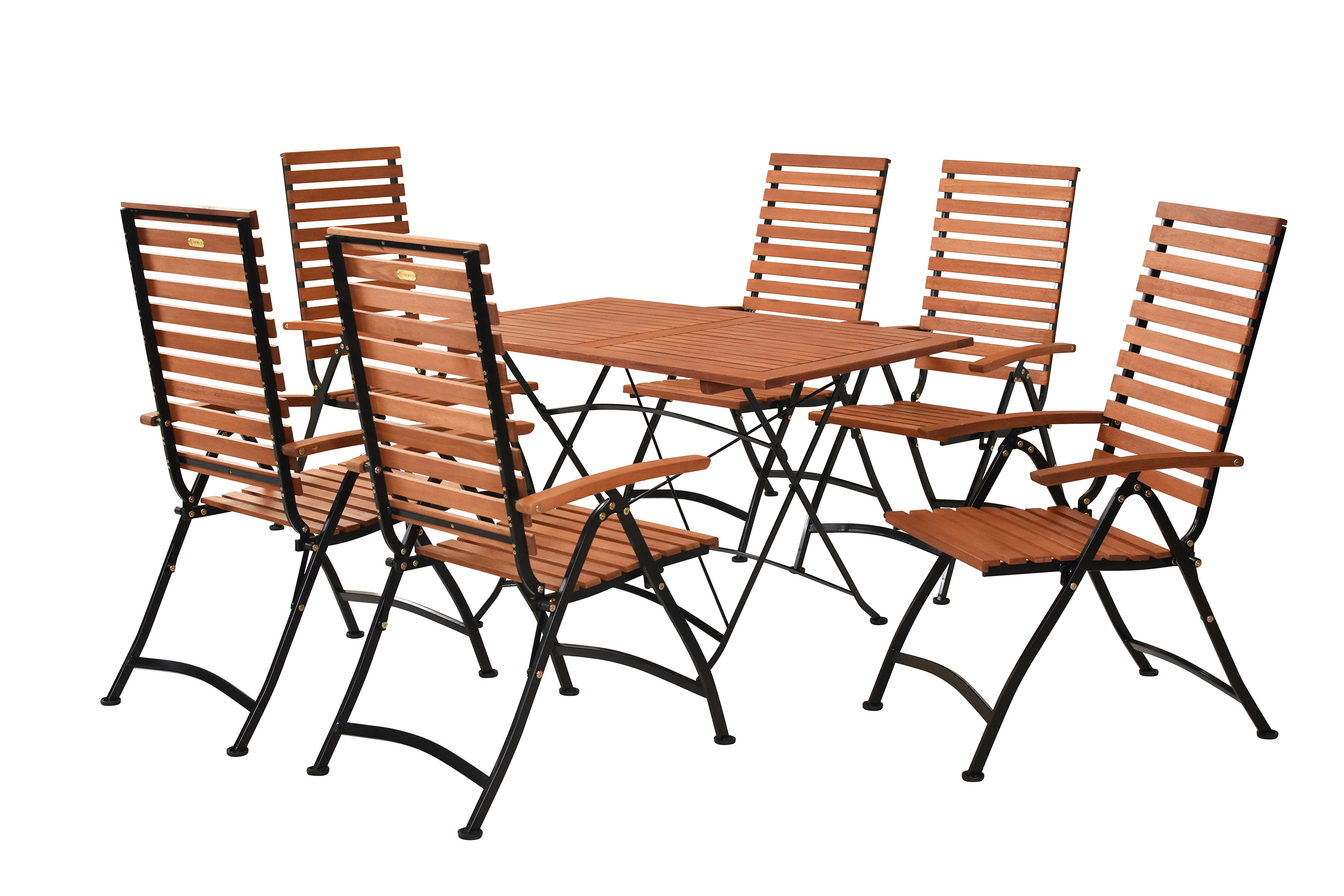 Schlossgarten Set 7tlg., 6 Klappsessel, Tisch 120 x 80 cm