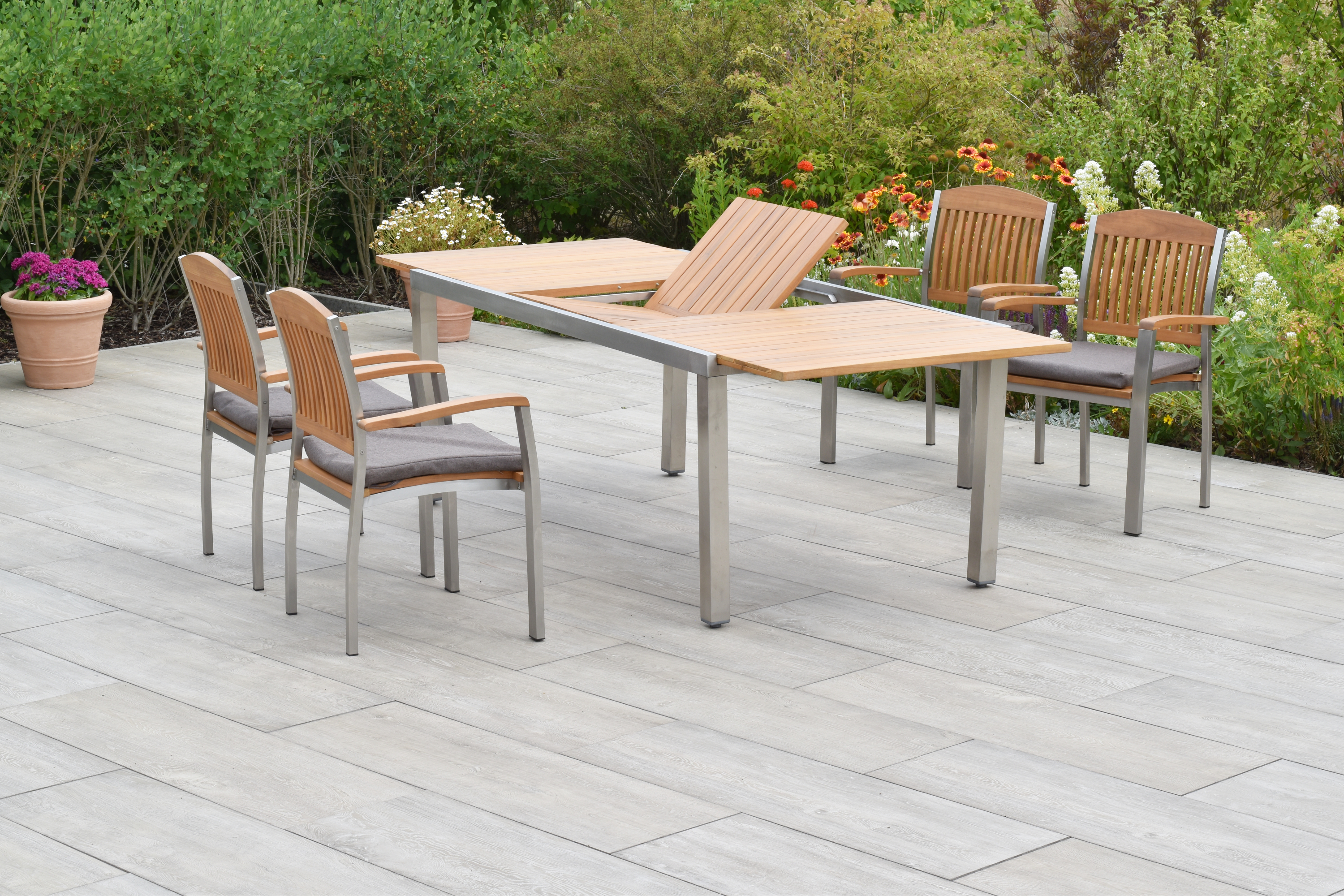 50853-602-2 Keros Set, 9tlg. Ausziehtisch 180/240 x 100 cm, inkl. Kissen