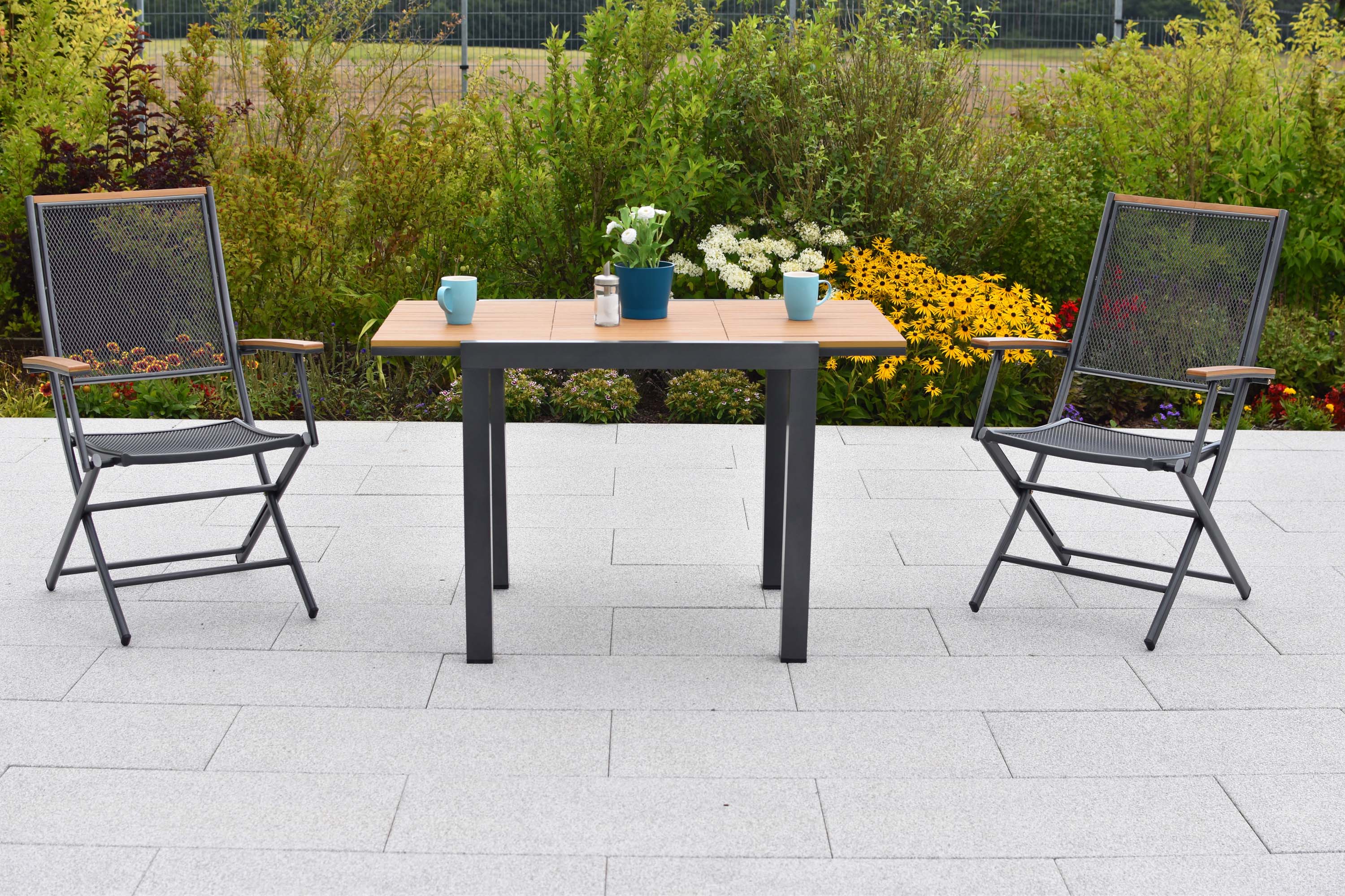 Itanos Set 3tlg., 2 Klappsessel, Balkonausziehtisch 80 (120) x 70 cm Itanos Set 3tlg., 2 Klappsessel, Balkonausziehtisch 80 (120) x 70 cm