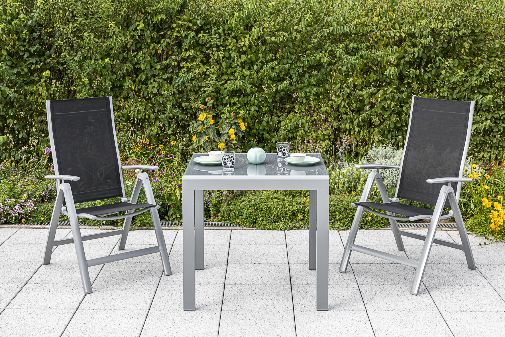 Carrara Set, 3tlg., Ausziehtisch 80/120 x 90 cm Carrara Set, 3tlg., Ausziehtisch 80/120 x 90 cm