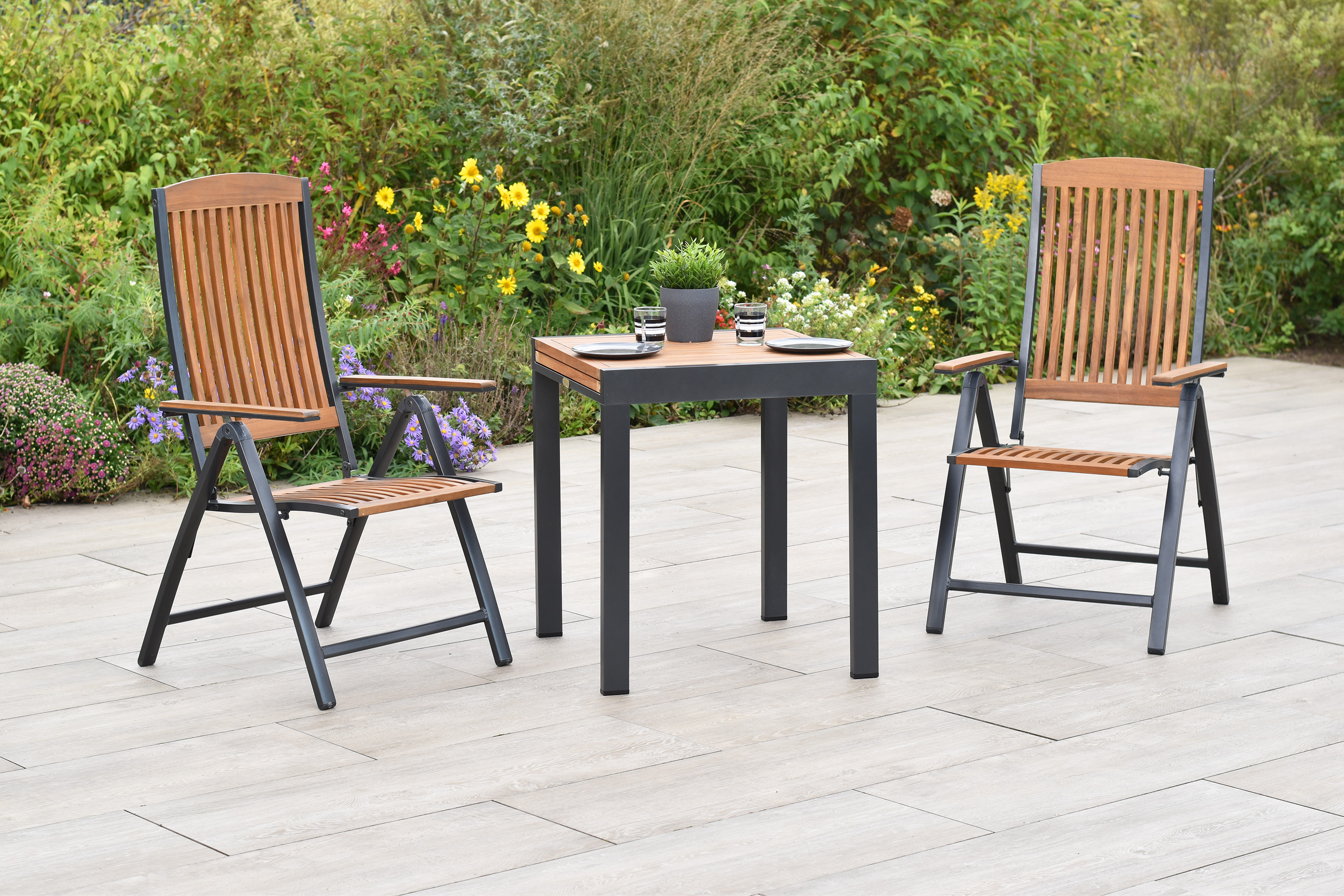 Athos Set, 3tlg., Balkonausziehtisch 65 x 65/130 cm Athos Set, 3tlg., Balkonausziehtisch 65 x 65/130 cm