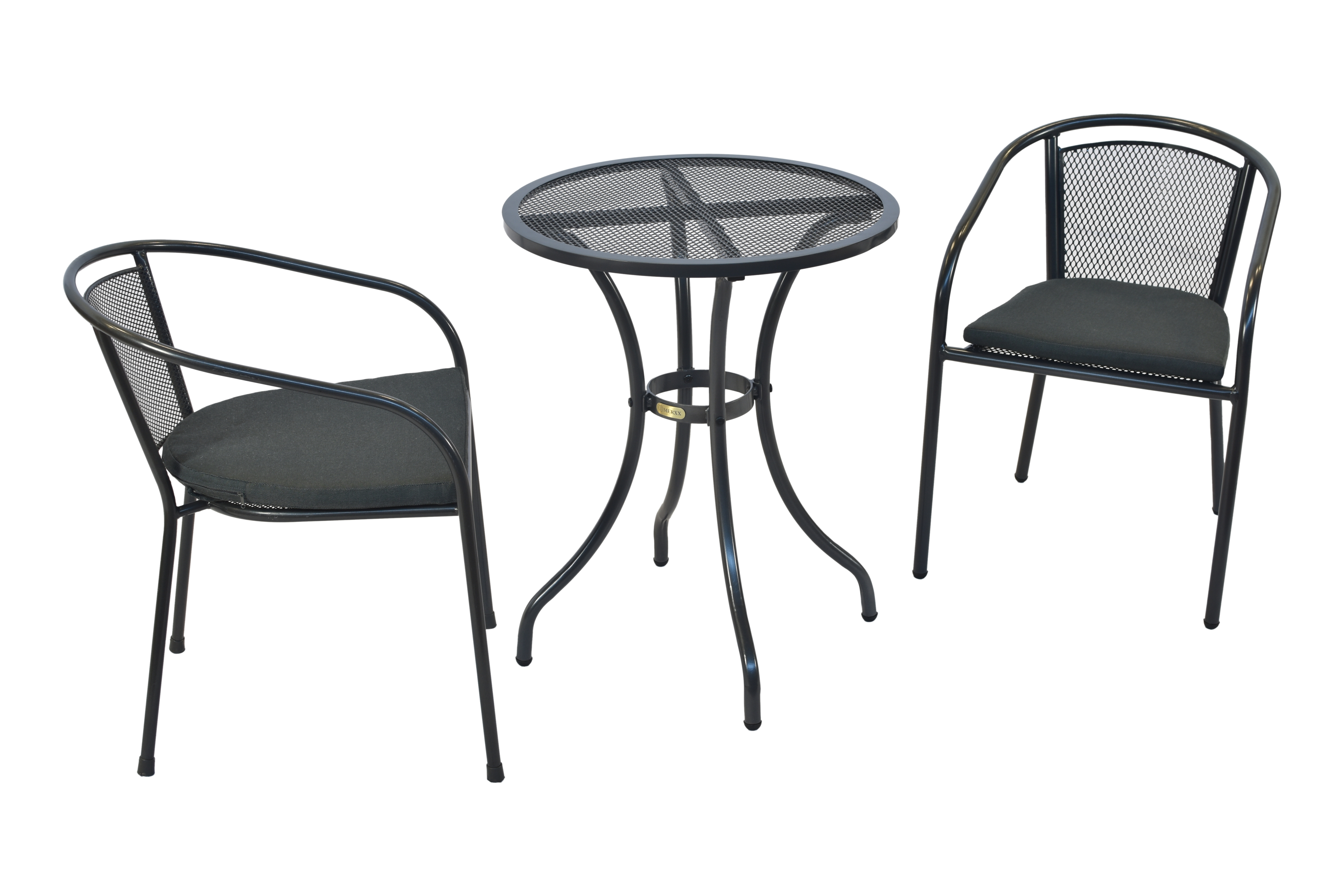 Delos Set 5tlg., 2 Stapelsessel, Tisch rund Ø 60 cm, inkl. Kissen