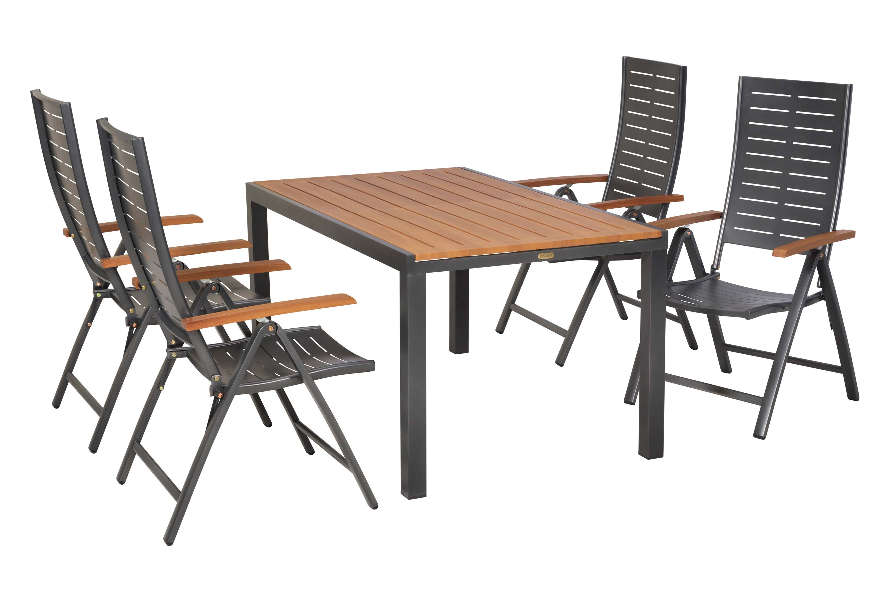 Tinos Set 5tlg., 4 Klappsessel, Ausziehtisch 150 (200) x 90 cm