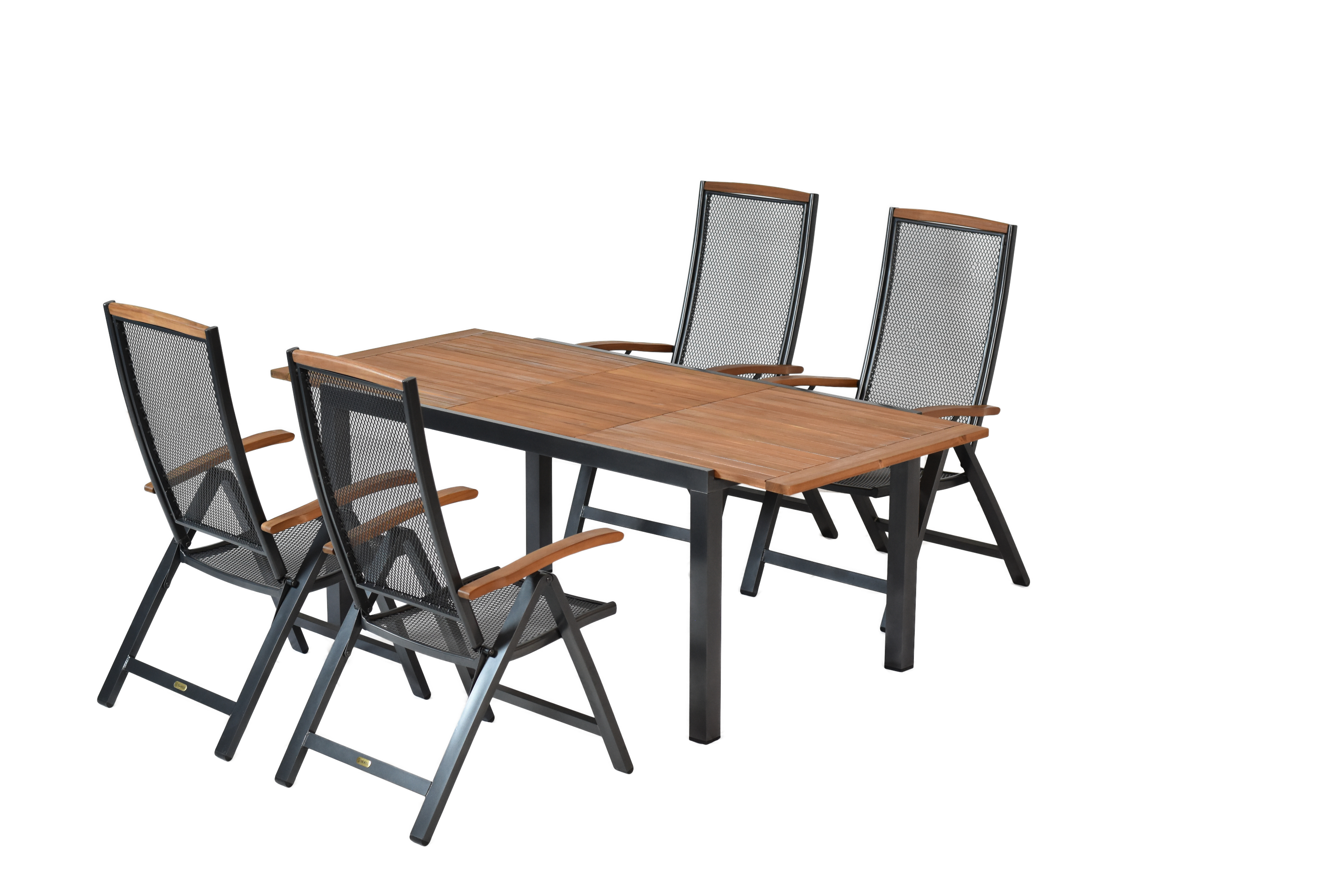 Tilos Set 5tlg., 4 Klappsessel, Ausziehtisch 150 (200) x 90 cm