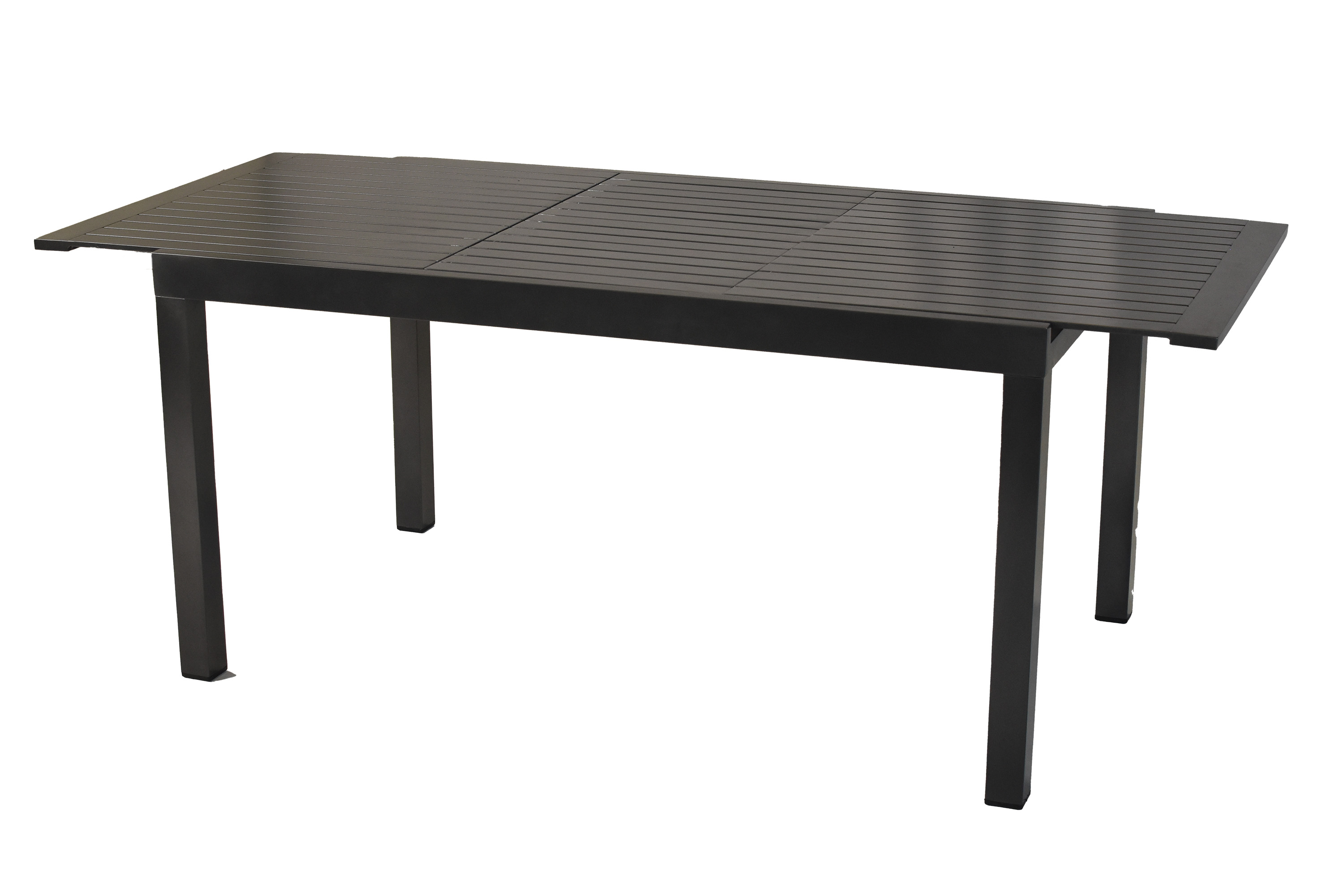 Astros Set, 7tlg., Ausziehtisch, 150/200 x 90 cm, Tischplatte aus Aluminium