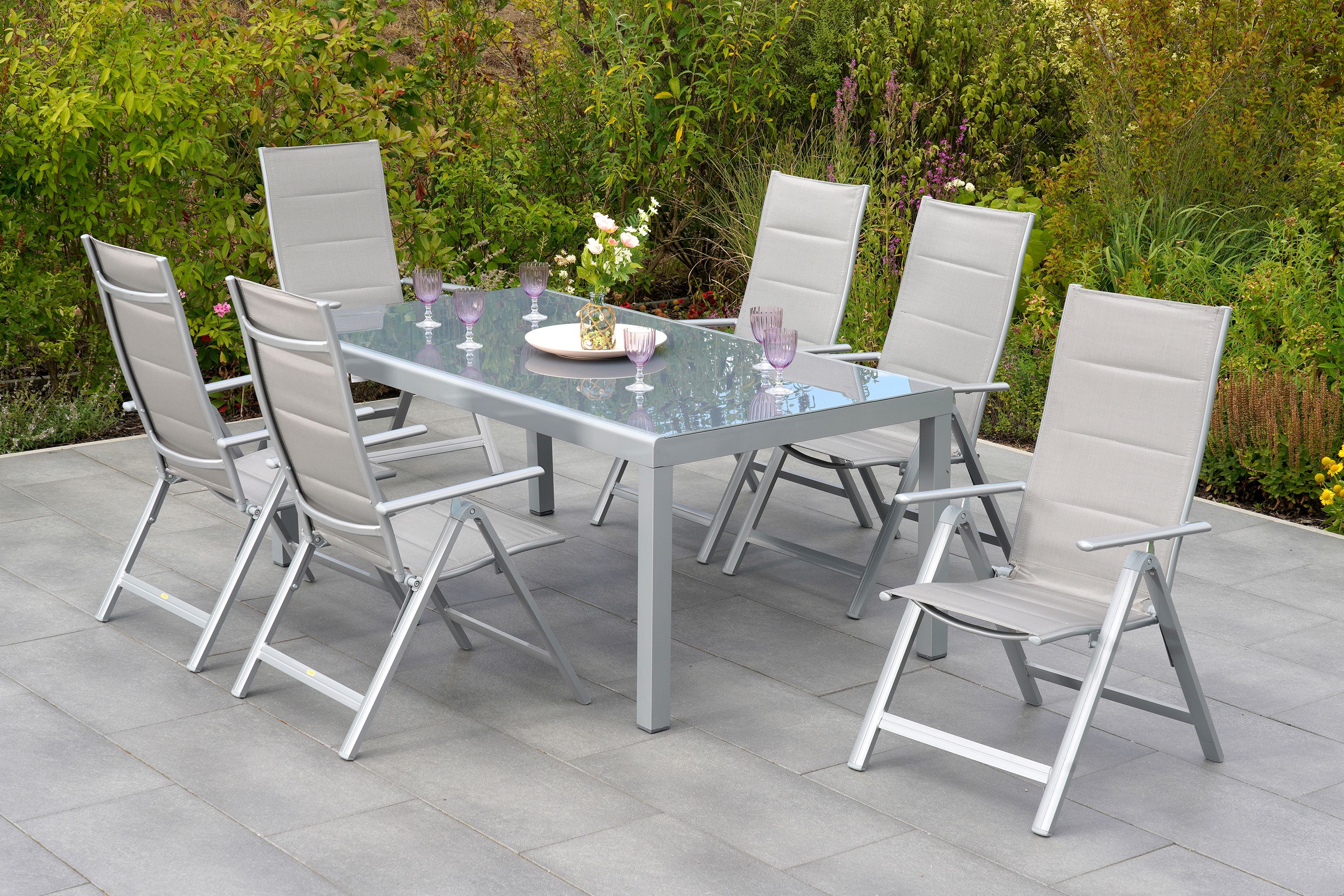 Taviano-Set-7tlg-6x-26272-330-26422-219-SS-HD Taviano Set, 7tlg., 6 Klappsessel, Tisch 190 x 100 cm, diamantbraun