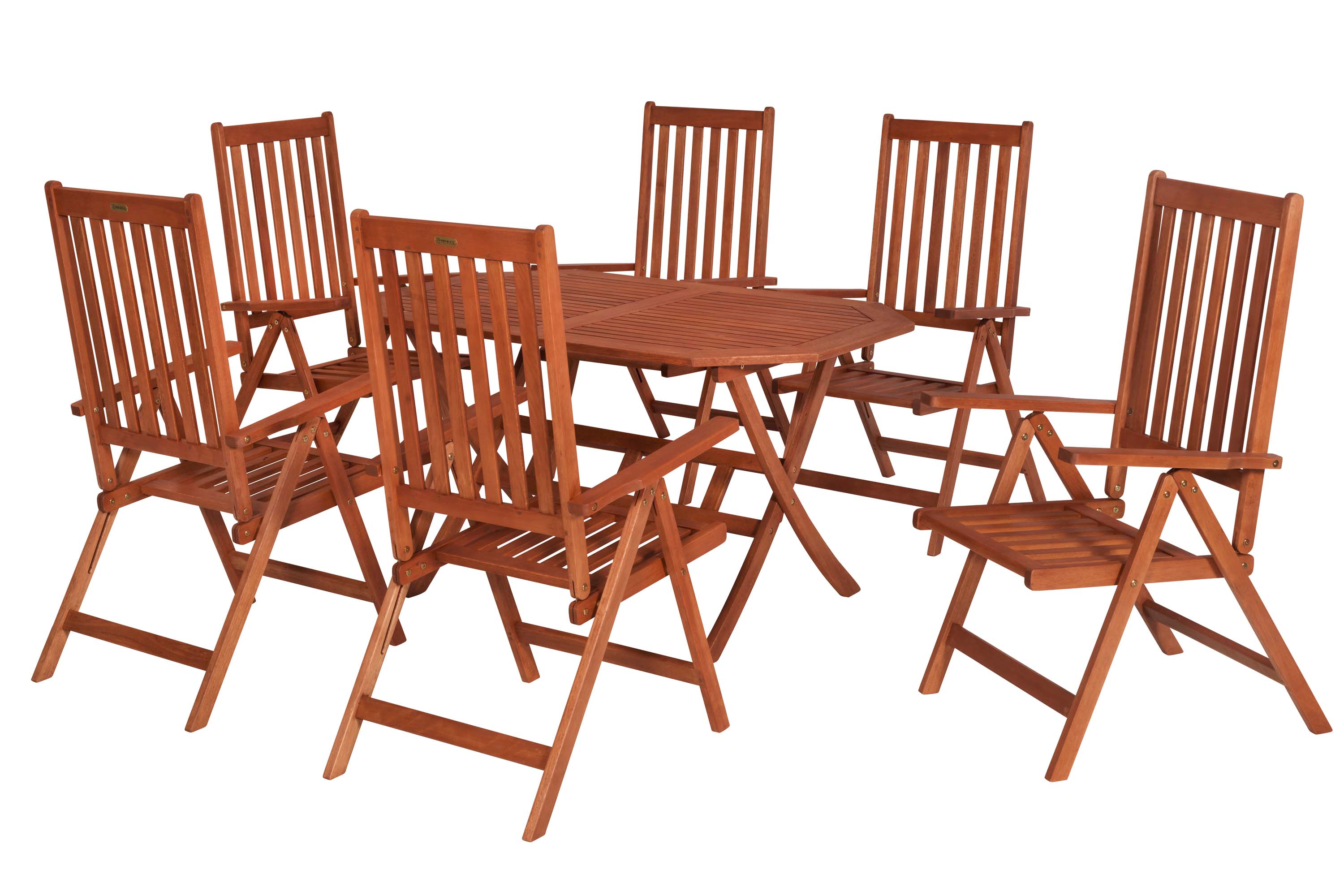 Vitoria Set 7tlg., 6 Klappsessel, Klapptisch 135 x 85 cm Vitoria Set 7tlg., 6 Klappsessel, Klapptisch 135 x 85 cm