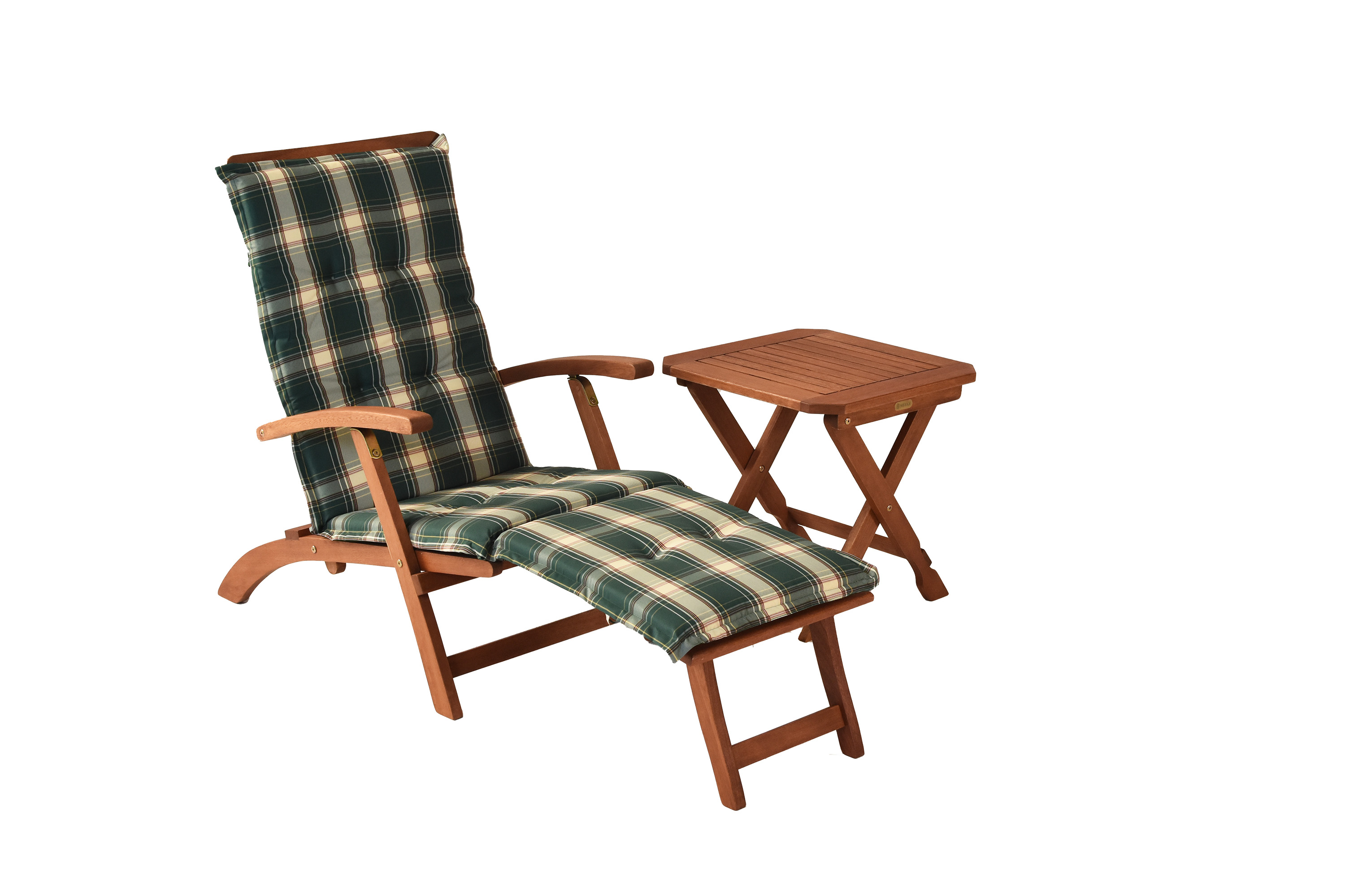 Deckchair 5Pos. Set 3tlg., Hocker 50 x 50 cm, inkl. Auflage