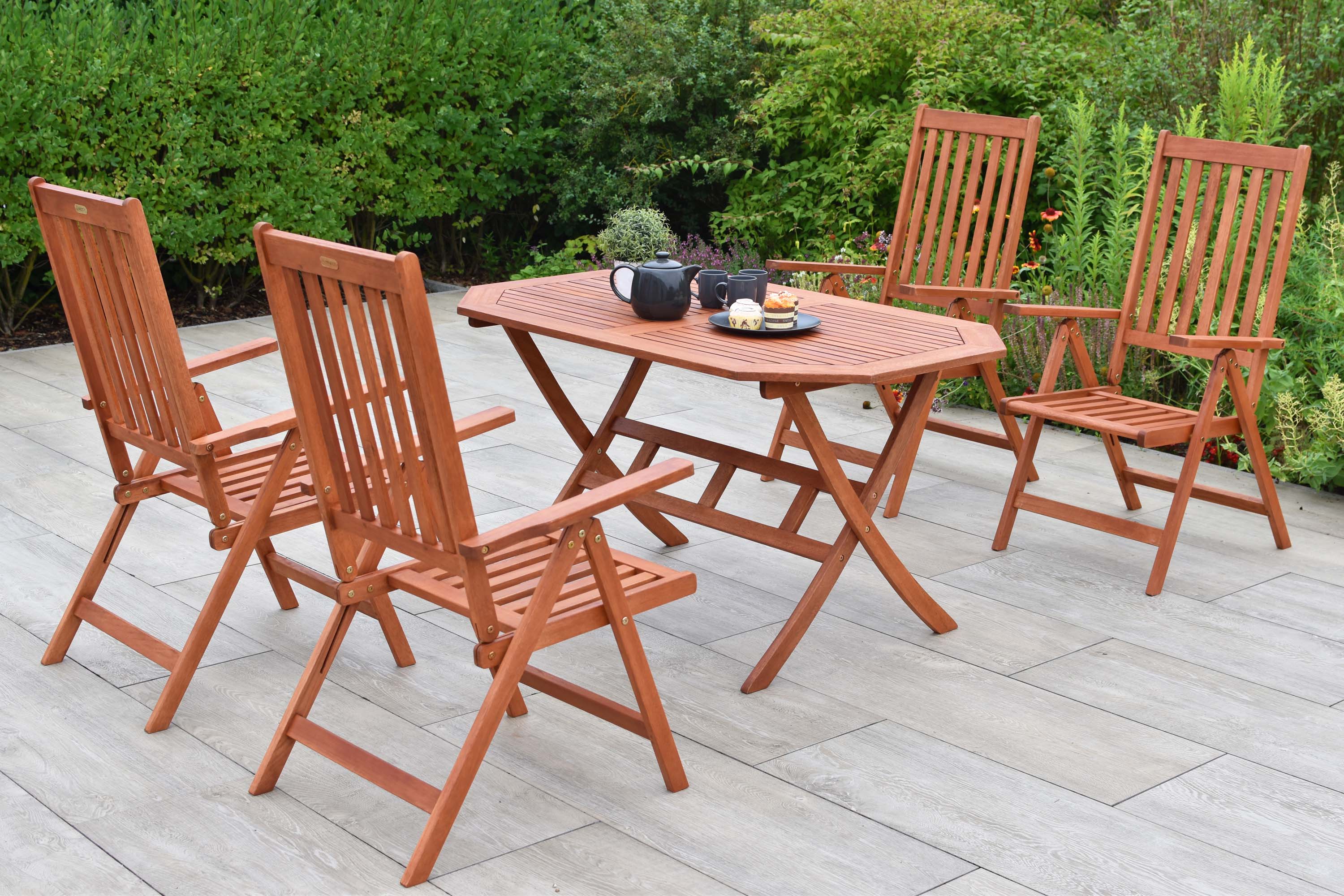 Vitoria Set 5tlg., 4 Klappsessel, Klapptisch 135 x 85 cm