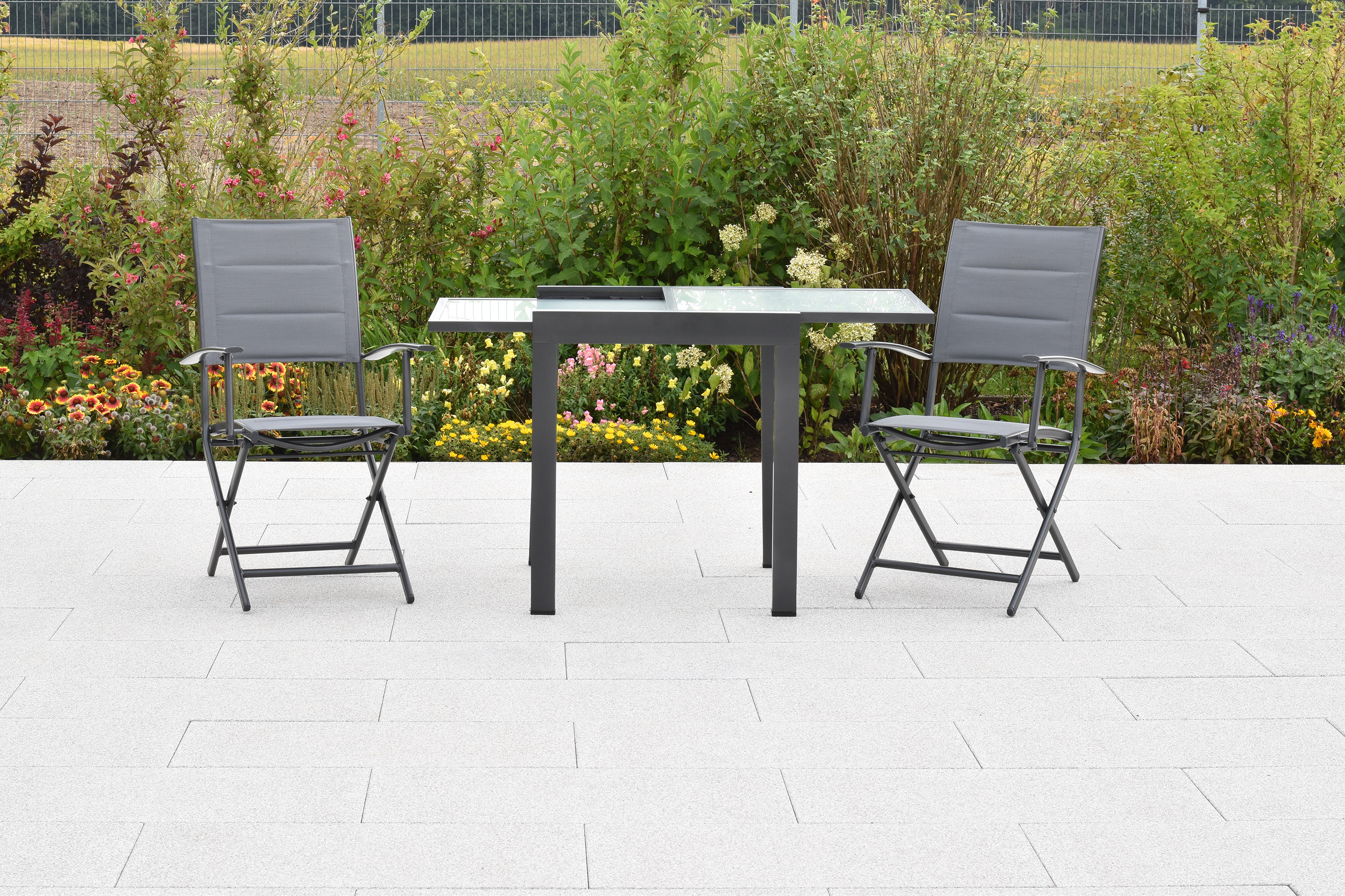 Florenz Set, 3tlg., Balkonausziehtisch 65/130 x 65 cm Florenz Set, 3tlg., Balkonausziehtisch 65/130 x 65 cm