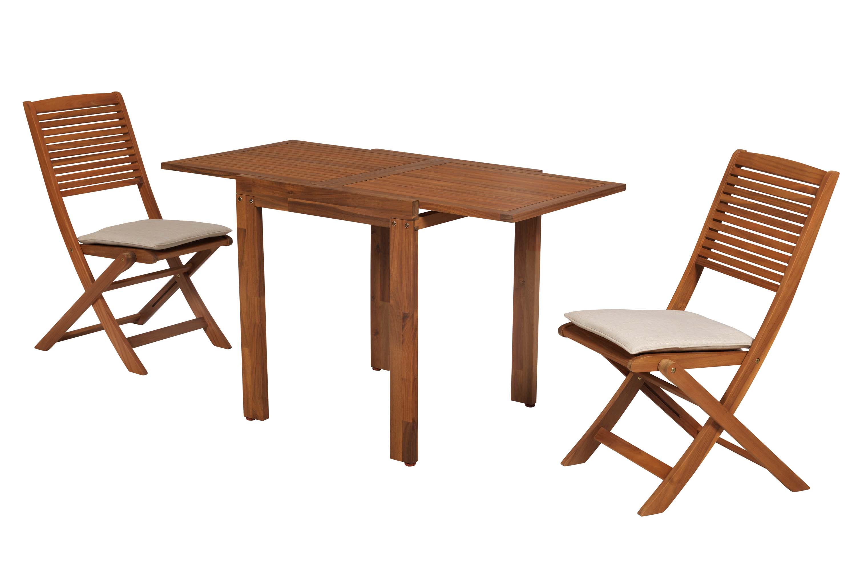 Bali Set 5tlg., 2 Klappstühle, Balkonausziehtisch 65 (130) x 70 cm, inkl. Kissen