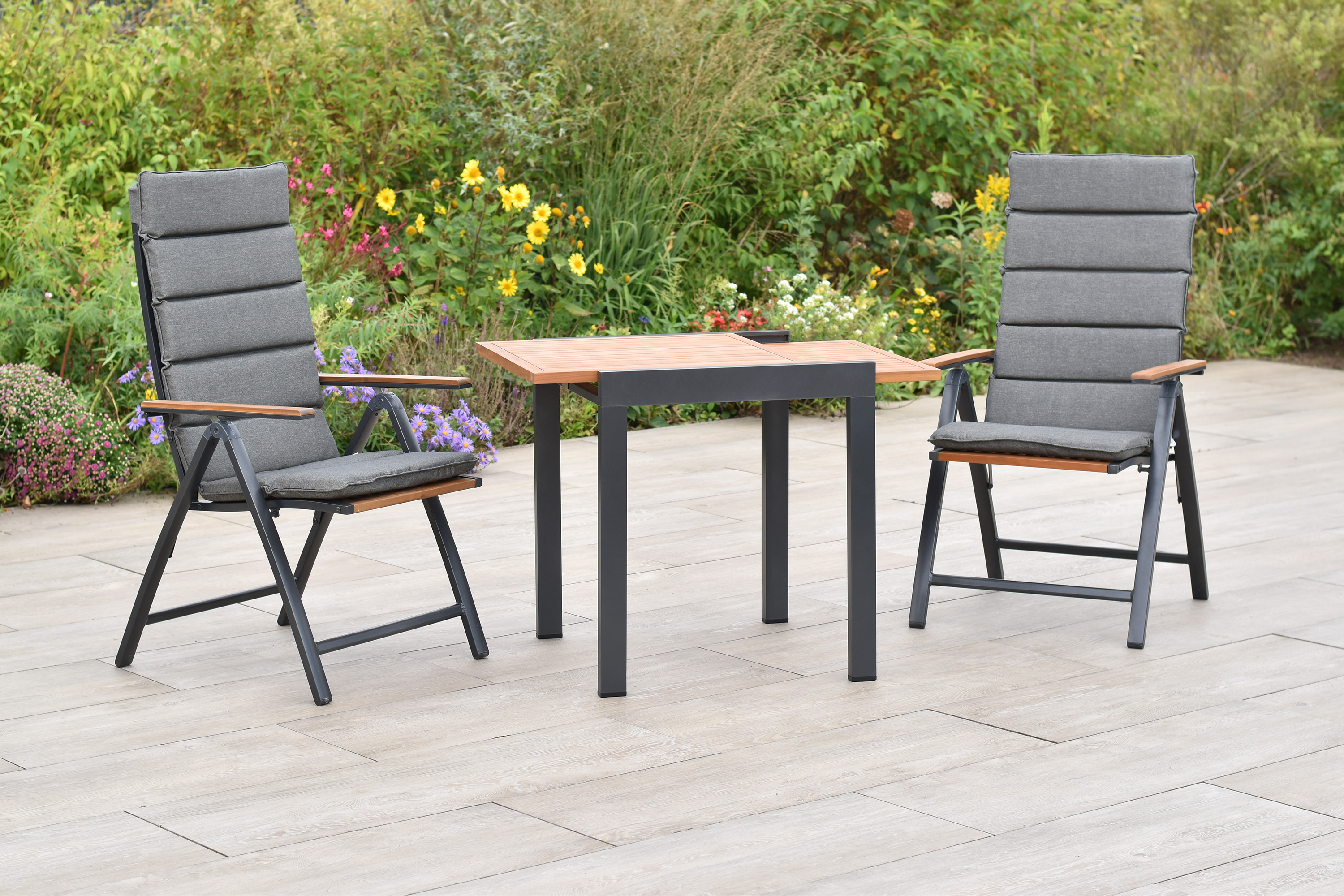 Athos Set, 5tlg., Balkonausziehtisch 65 x 65/130 x 75, inkl. Kissen Athos Set, 5tlg., Balkonausziehtisch 65 x 65/130 x 75, inkl. Kissen