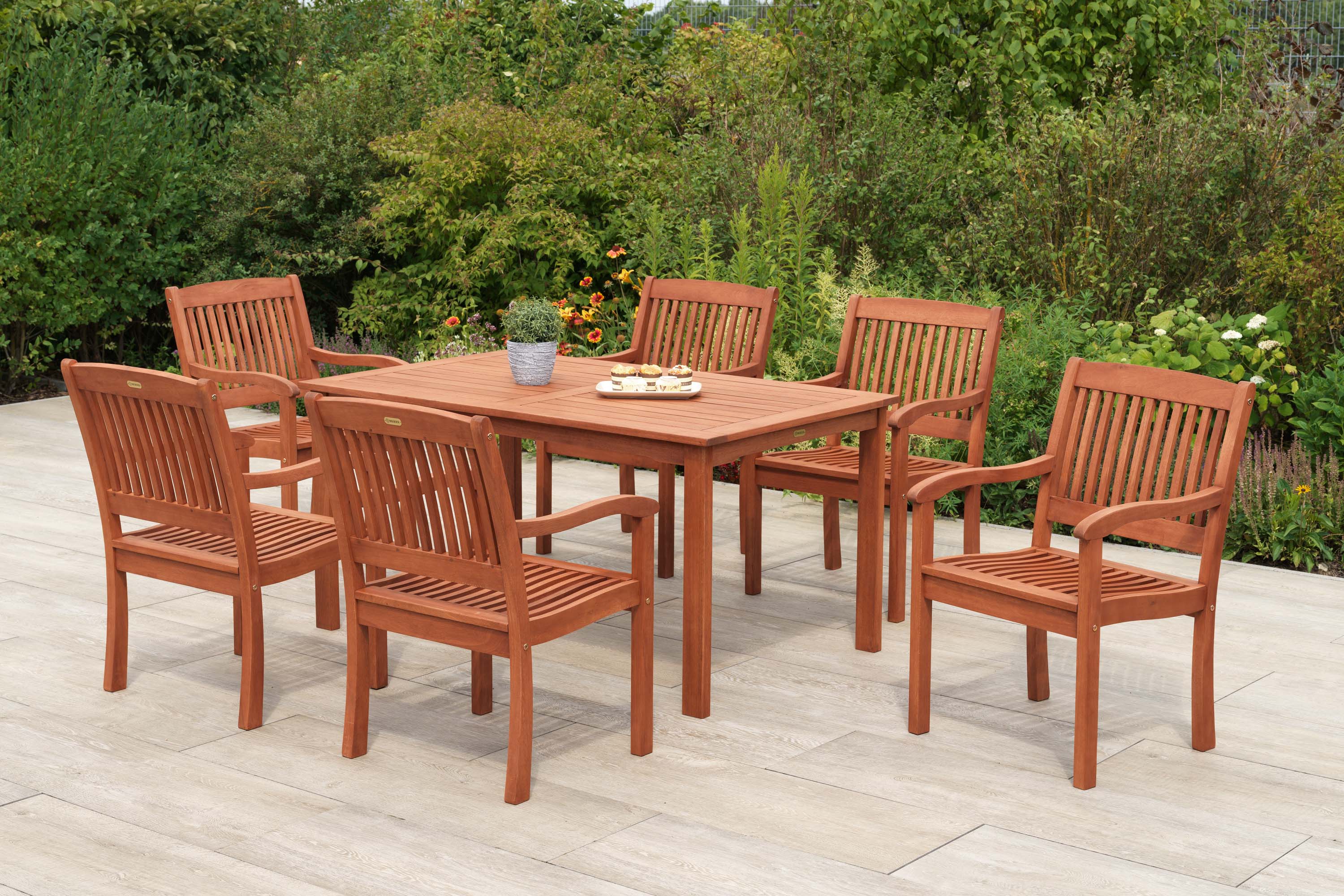 Maracaibo Set 7tlg., 6 Sessel, Tisch 150 x 90 cm